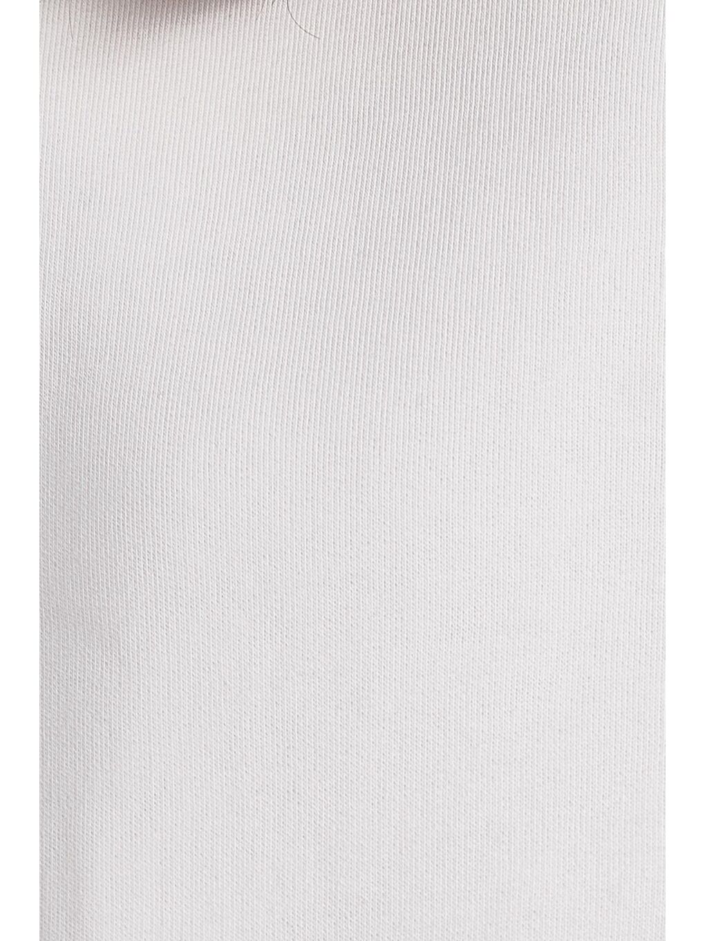 Kadın Relax Fit Rahat Kesim Pamuklu İçi Polarlı Yarım Fermuarlı Beyaz Dik Yaka Sweatshirt-5