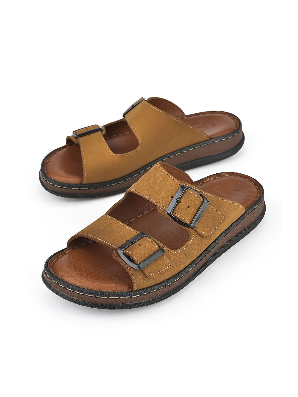 Kahverengi Erkek Hakiki Deri Terlik 1511045ZS1 Taba-4