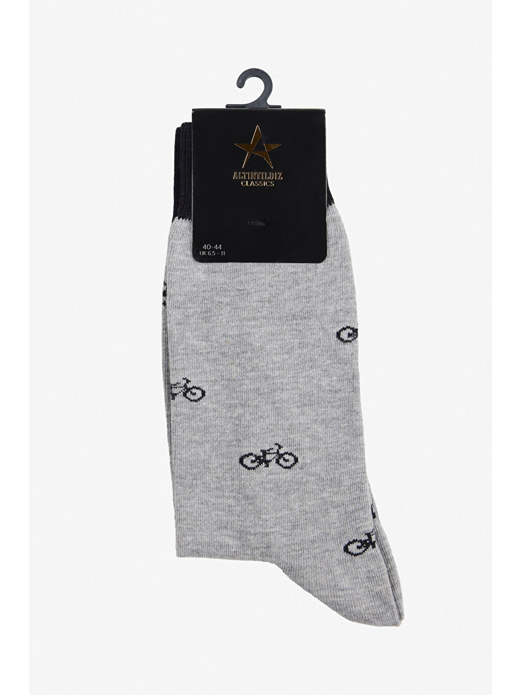 Erkek Gri-Siyah Desenli Gri Siyah Pamuklu Casual Çorap