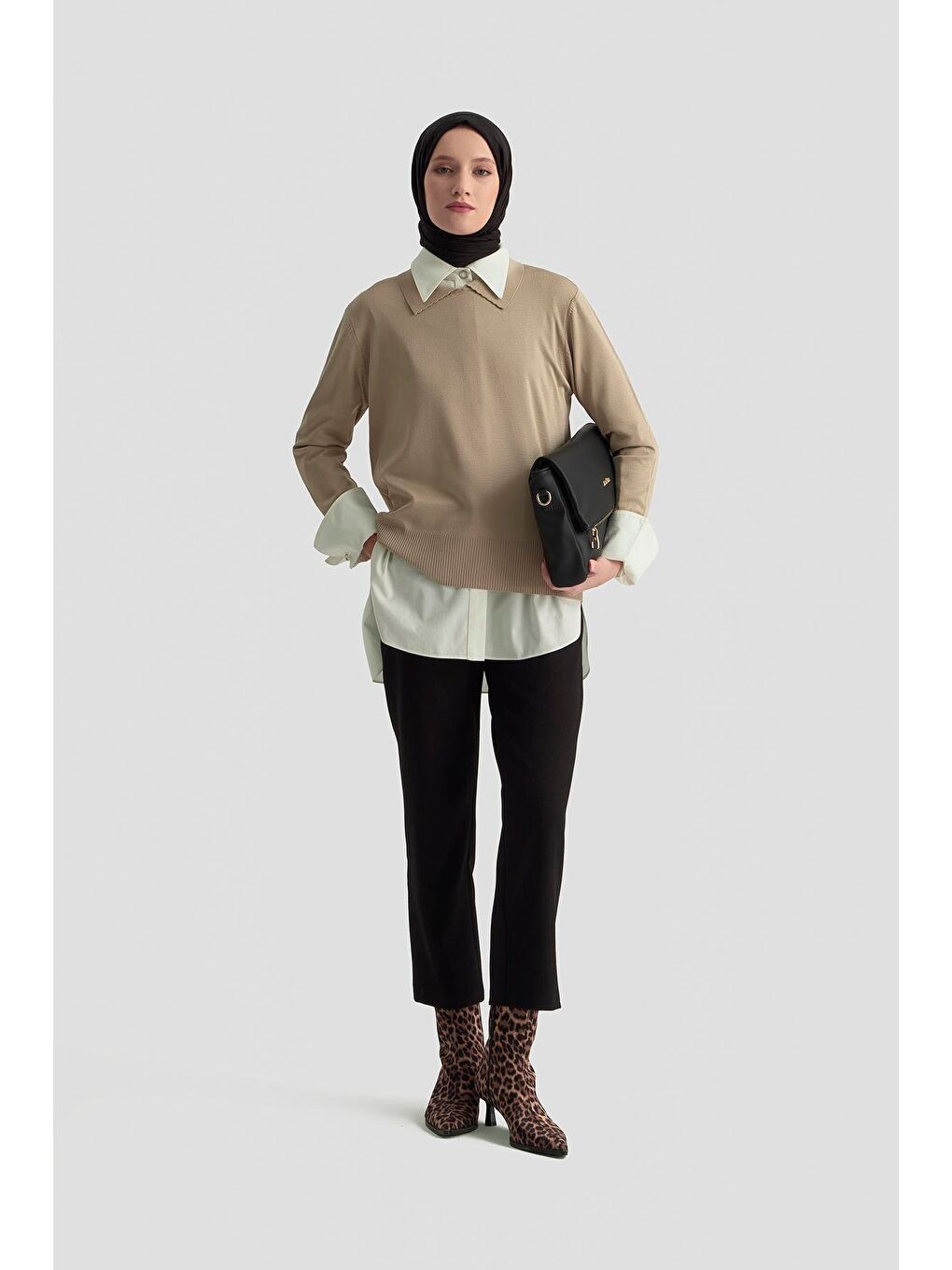 Beli Lastikli Klasik Pantolon 25Kd1113 Siyah-1