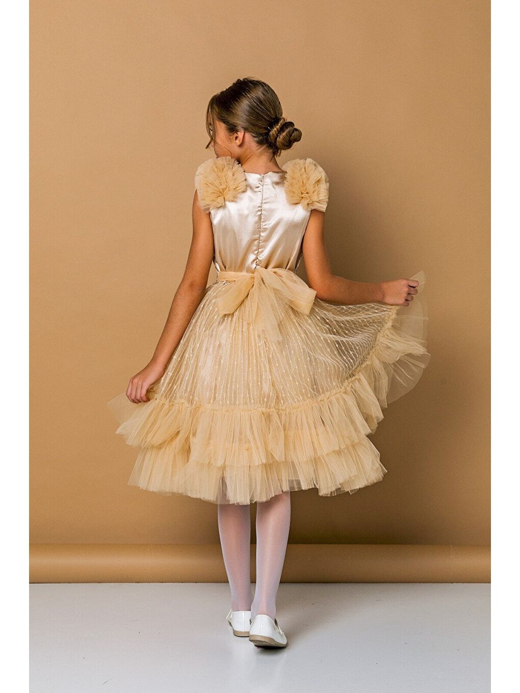 Bej Kız Çocuk Abiye-1