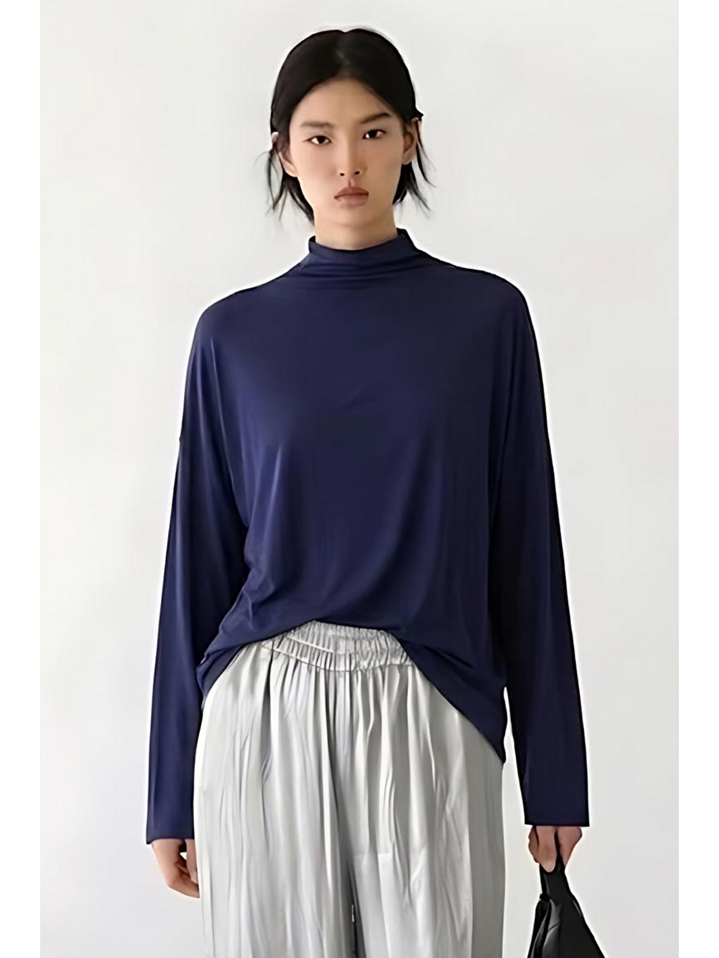 NORA | Dik Yaka Rahat Kesim Bluz İndigo