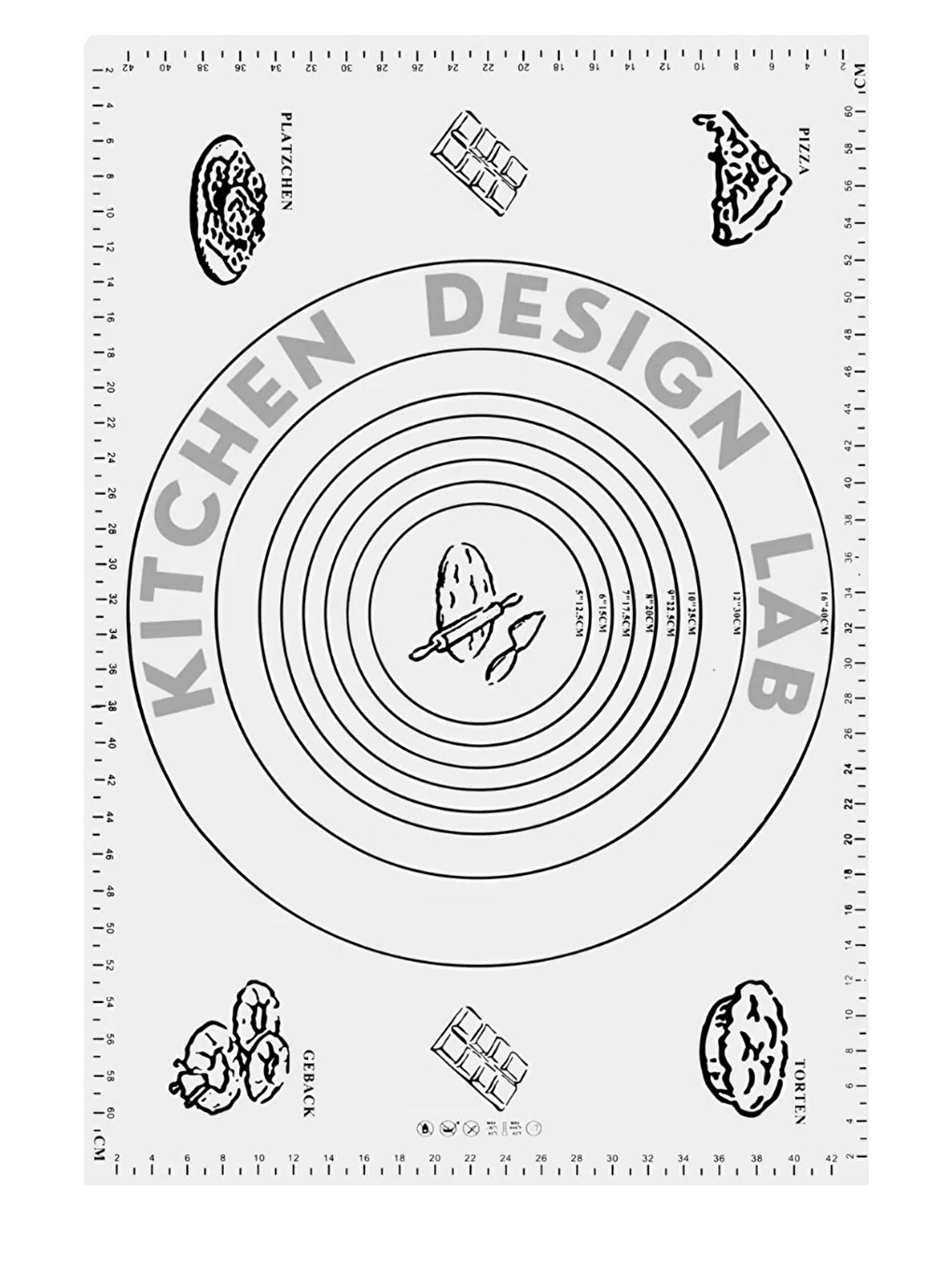 Beyaz Silikon Hamur Açma Matı 45 X 65 Cm, 36 Cm Pizza Tepsisi Ve Ahşap Saplı Hamur Açıcı-1