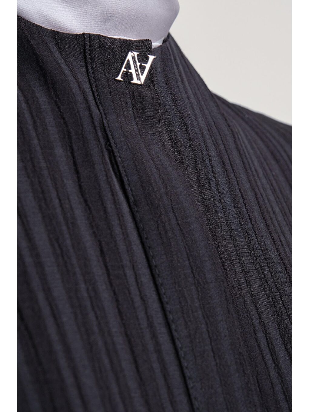 Kolu Daraltılabilen Dokulu Viskon Ferace 24Y8801 Siyah-4