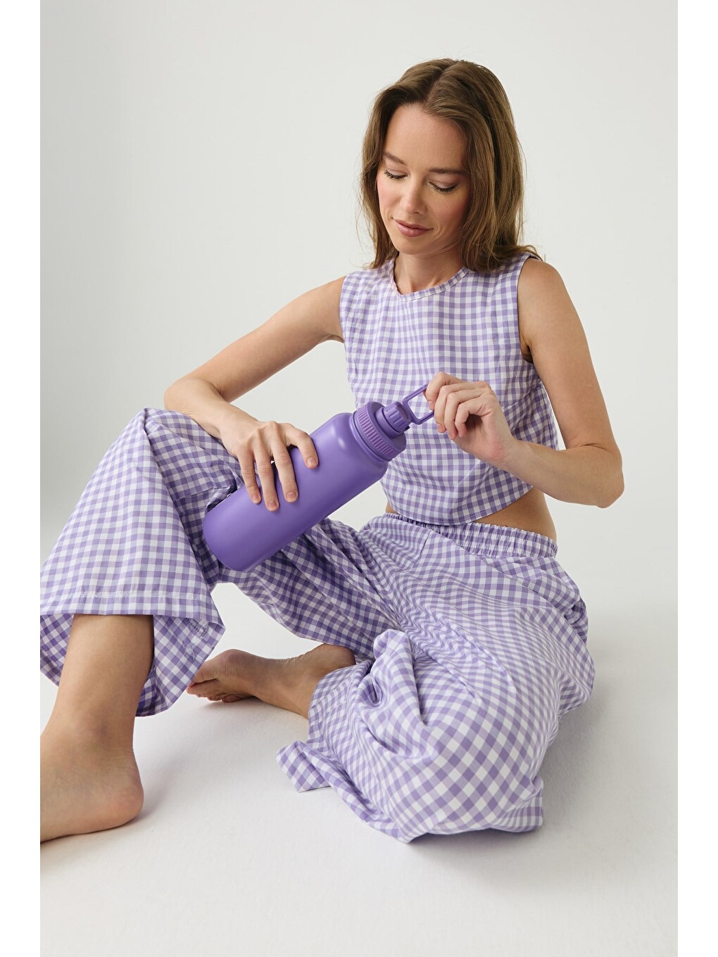 Dayjamas Pötikare Crop Pantolon Takım Lila-3