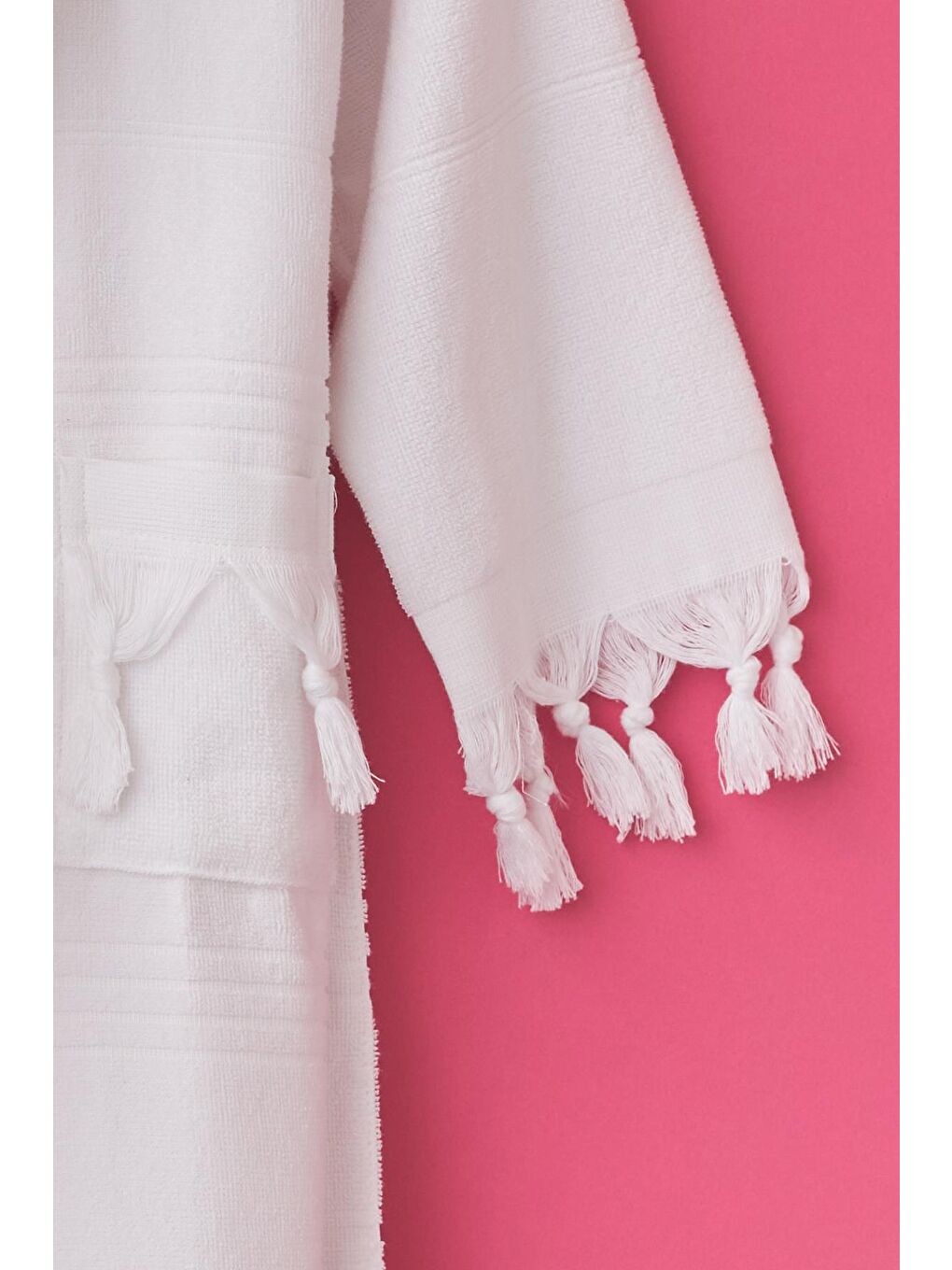 Beyaz Kız Çocuk Yengeç Baskılı Bornoz Peştemal-4