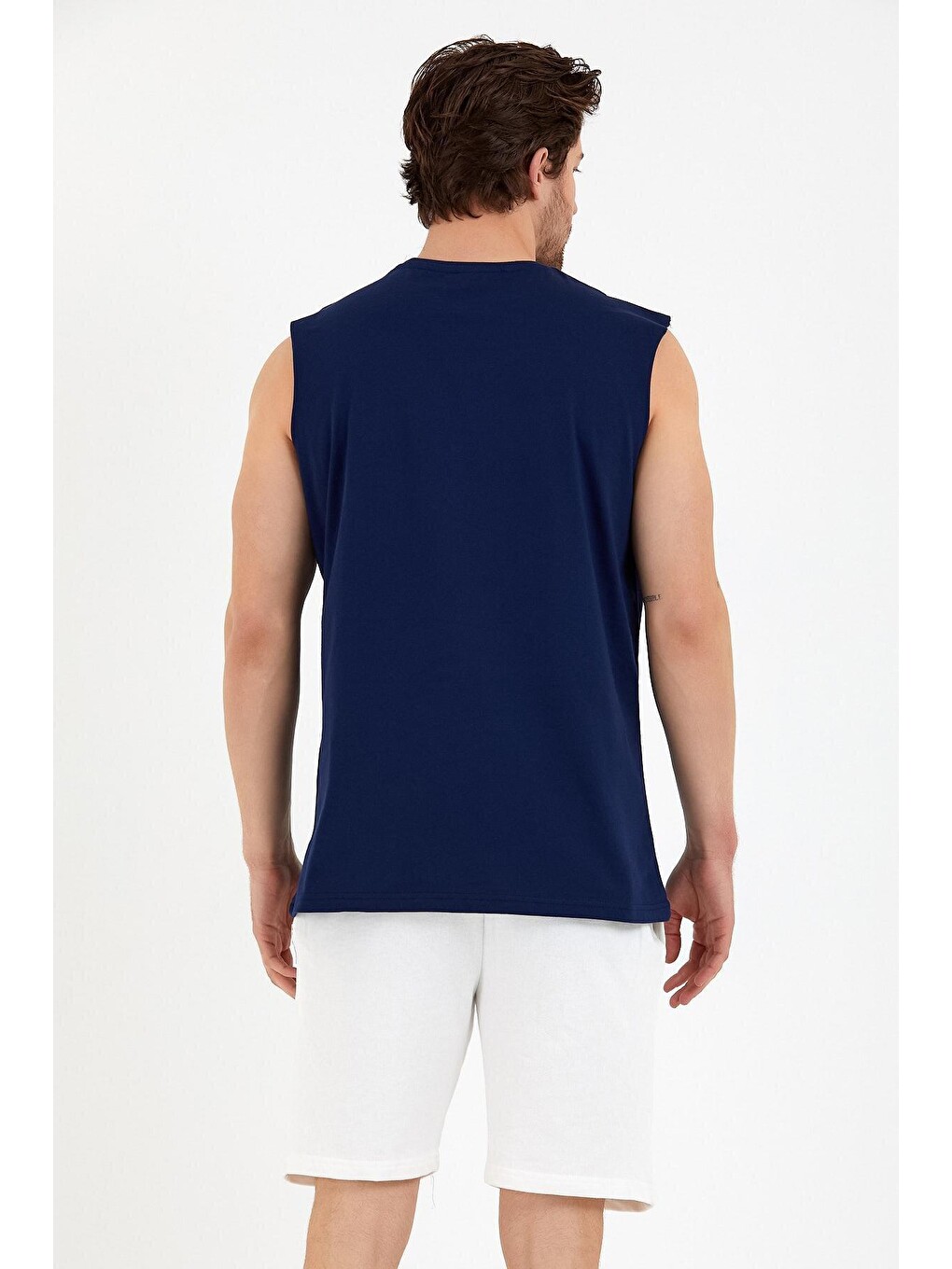 Lacivert Erkek Bisiklet Yaka Regular Fit New York Baskılı Kolsuz Tişört Spr22ts125-4