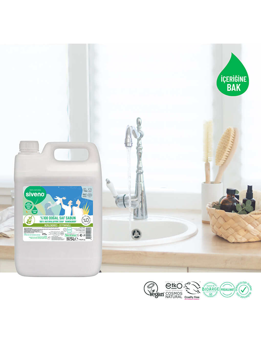 %100 Doğal Sıvı Kastil Sabun Zeytinyağlı Yoğun Nemlendirici Bitkisel Vegan 5000 ml-1