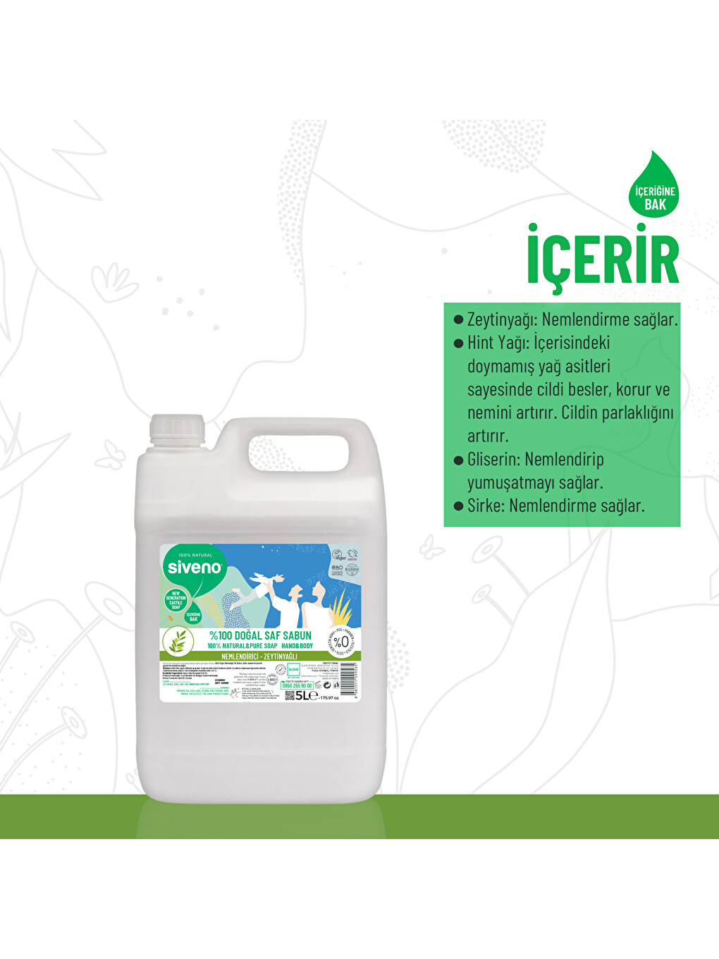 %100 Doğal Sıvı Kastil Sabun Zeytinyağlı Yoğun Nemlendirici Bitkisel Vegan 5000 ml-2