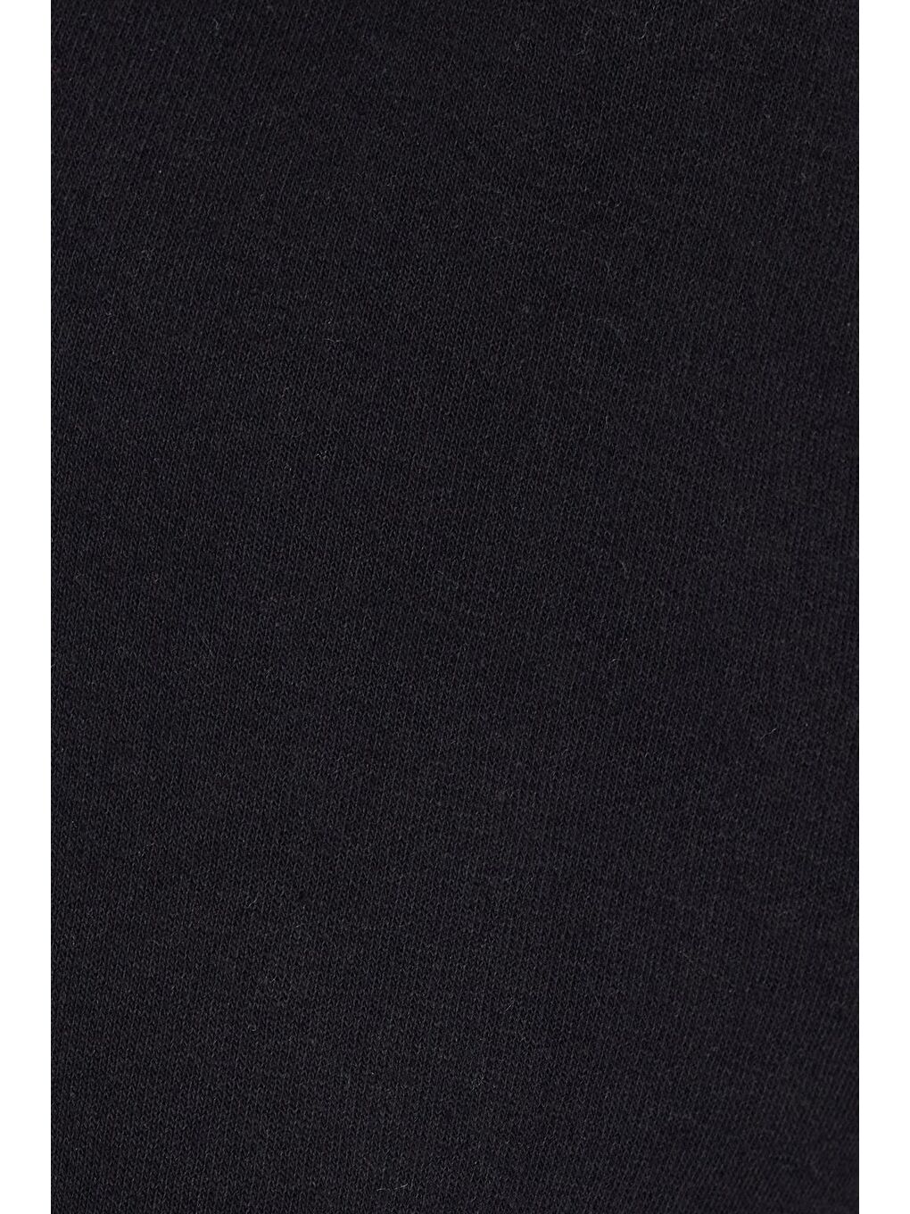 Kadın Oversize Geniş Kesim Pamuklu Yumuşak Dokulu İçi Polarlı Basic Siyah Kapüşonlu Sweatshirt-5