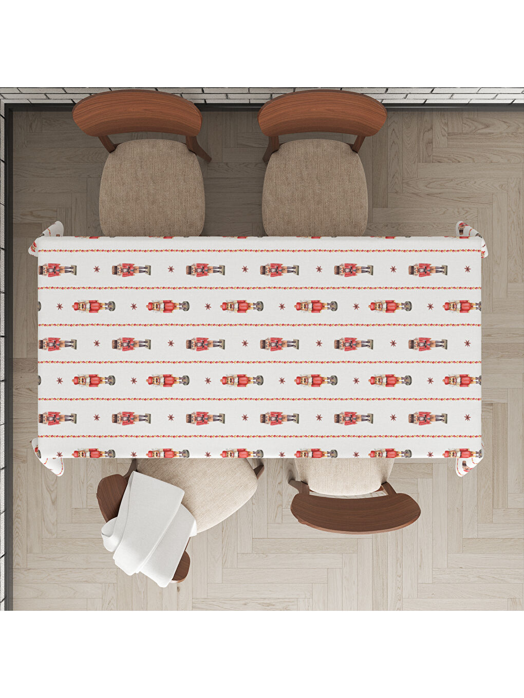 Karışık Yılbaşı Temalı Kurşun Asker Desenli Dijital Baskılı Masa Örtüsü-1