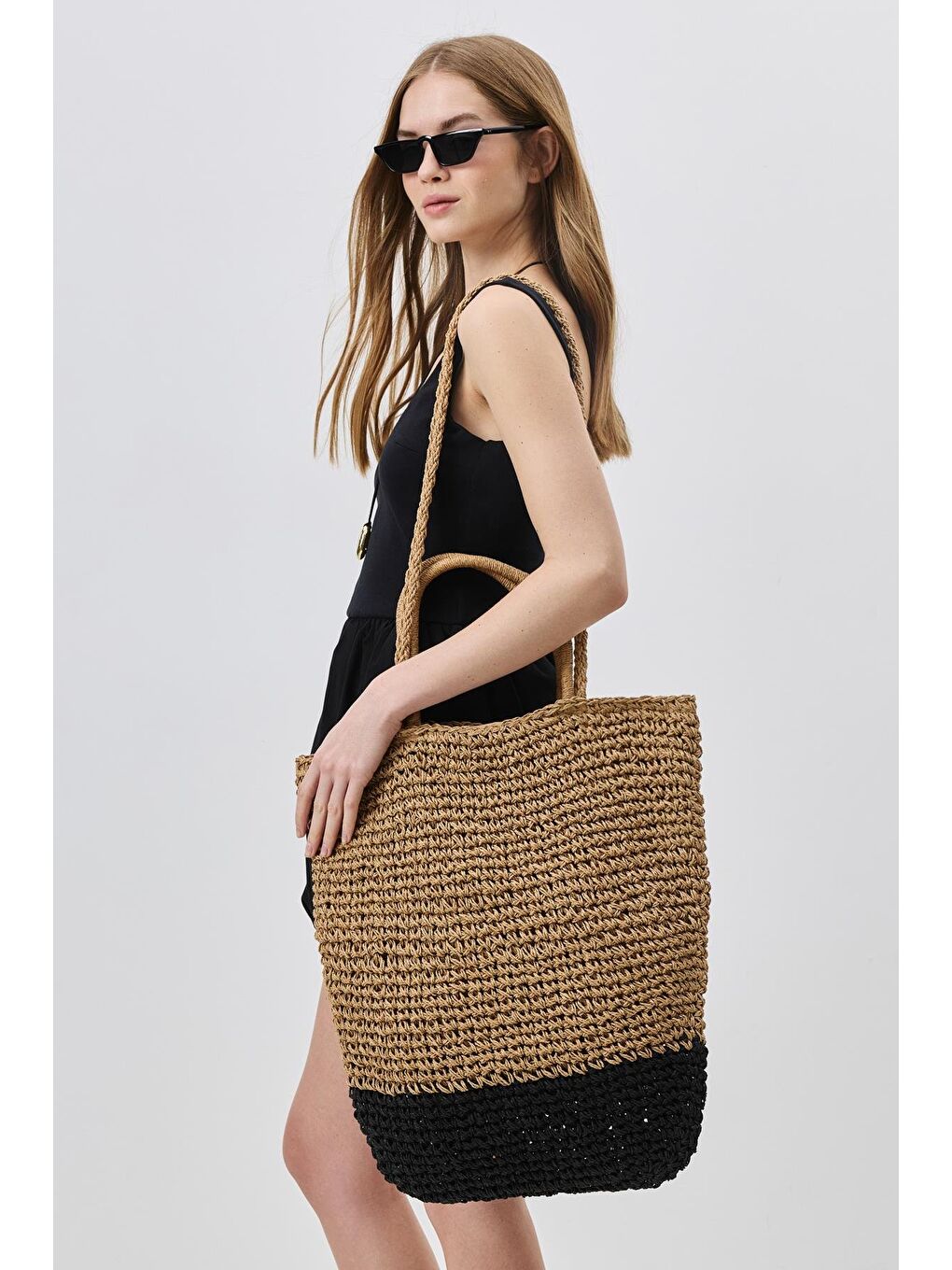 Hasır Omuz Çantası Y9202 Siyah-1