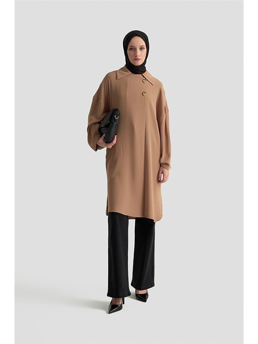 Kahverengi Yarım Astarlı Giy Çık 24K5605 Camel-1