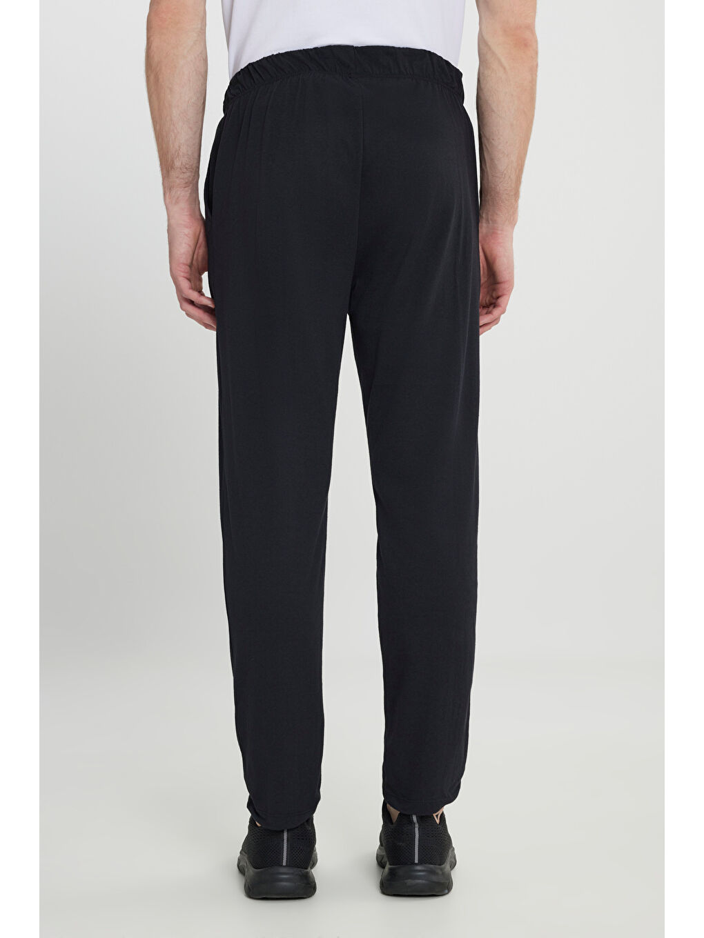 Erkek Siyah Pamuklu Standart Fit Normal Kesim Beli Lastikli Cepli Pijama Altı-5