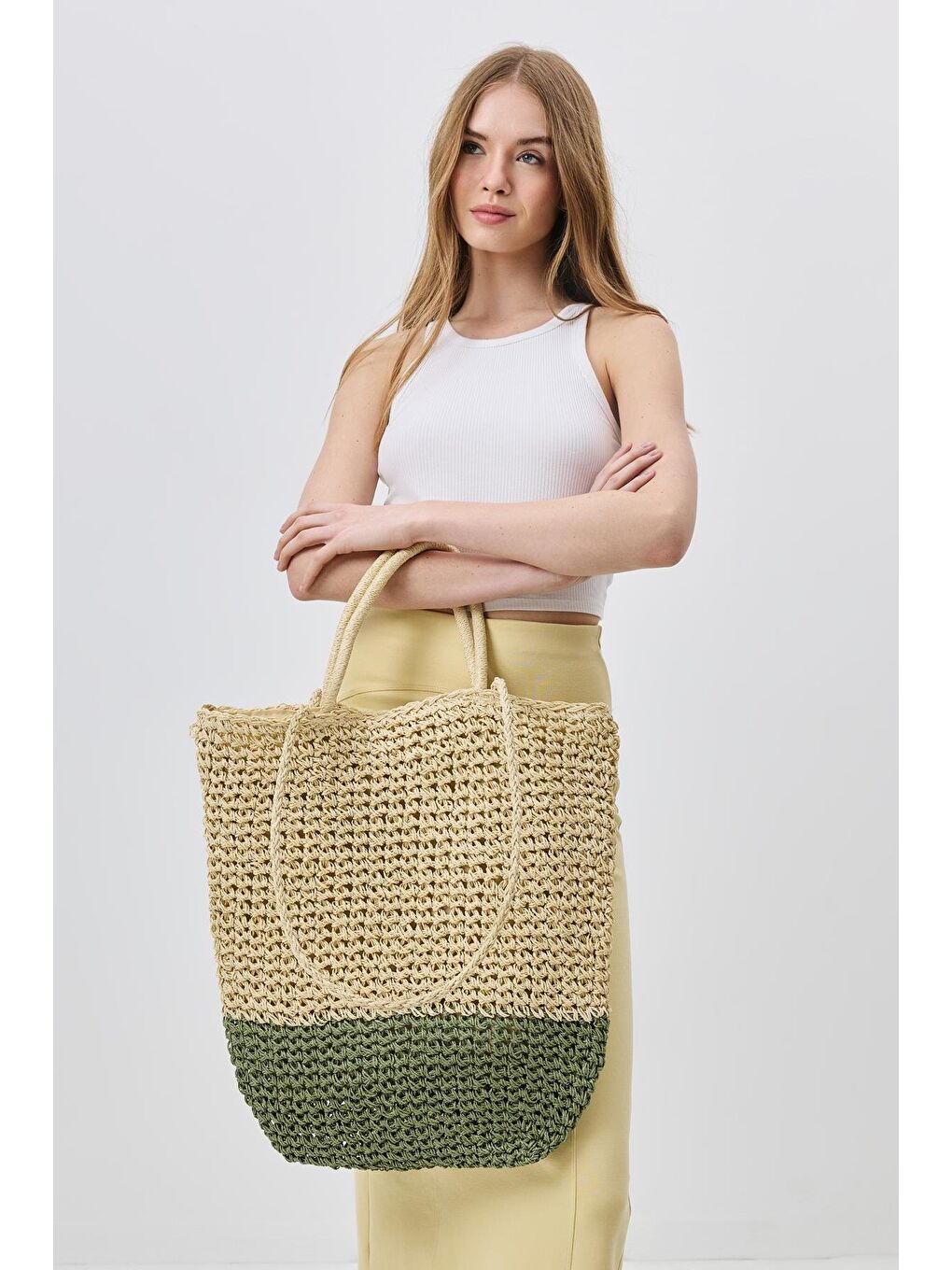 Hasır Omuz Çantası Y9202 Yeşil-1