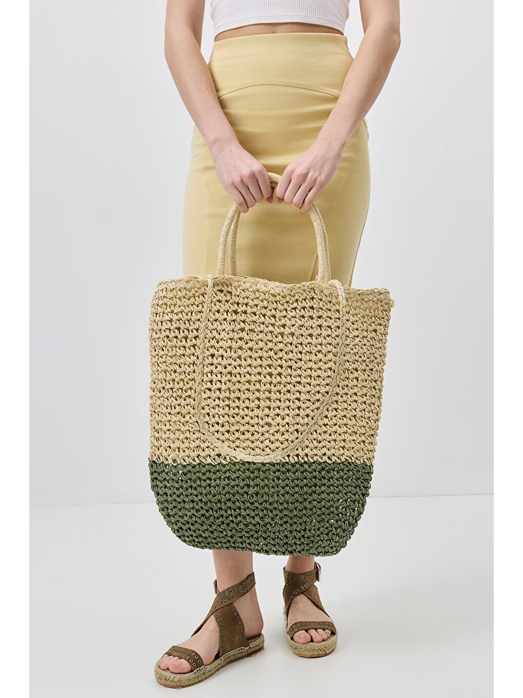 Hasır Omuz Çantası Y9202 Yeşil-2