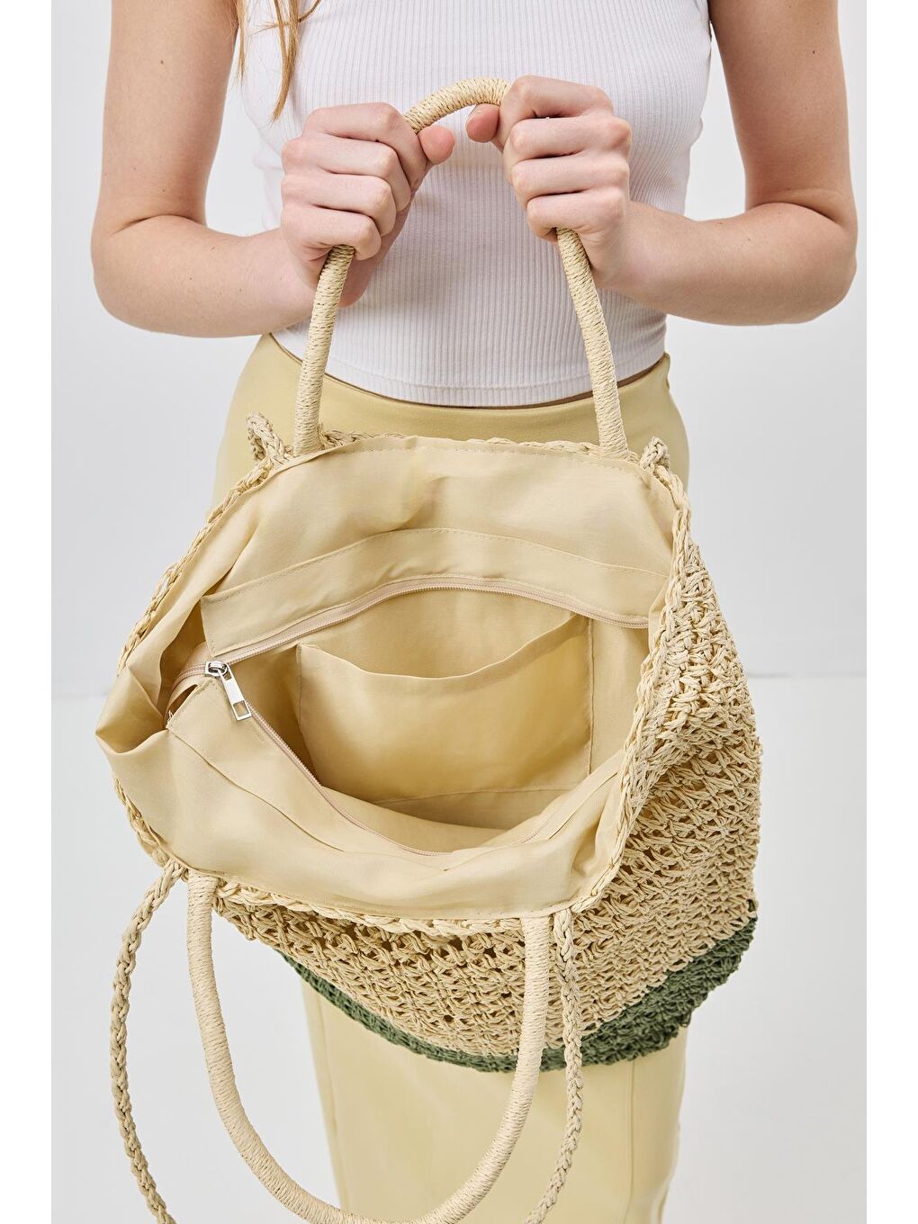 Hasır Omuz Çantası Y9202 Yeşil-3