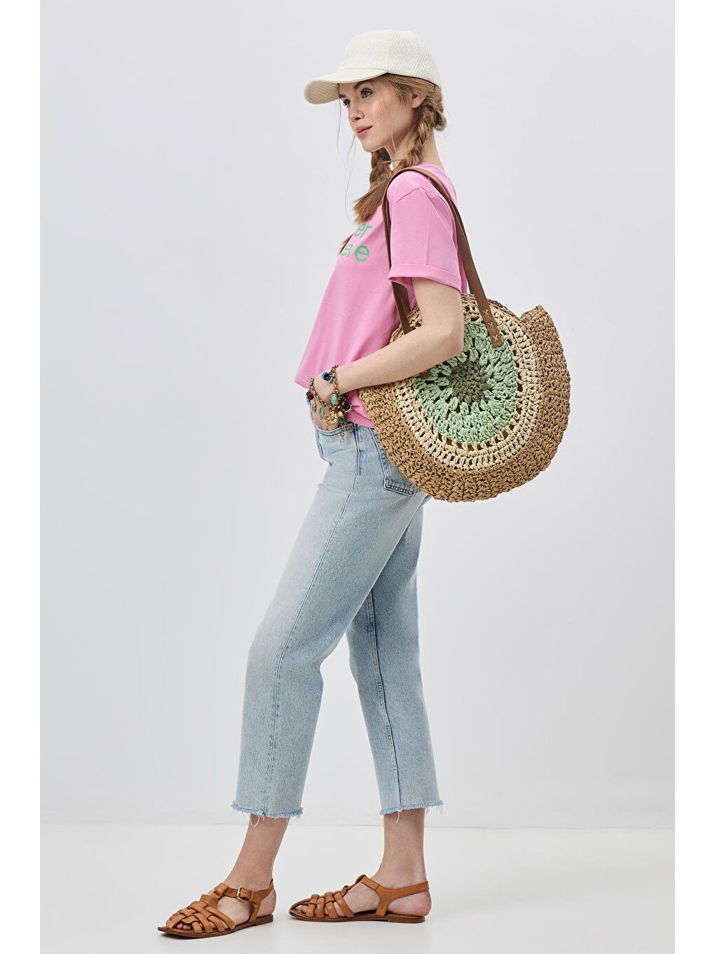 Hasır Omuz Çantası Y9207 Yeşil