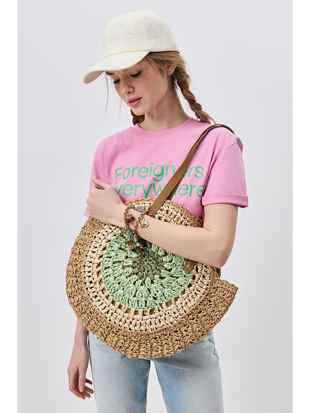 Hasır Omuz Çantası Y9207 Yeşil-1