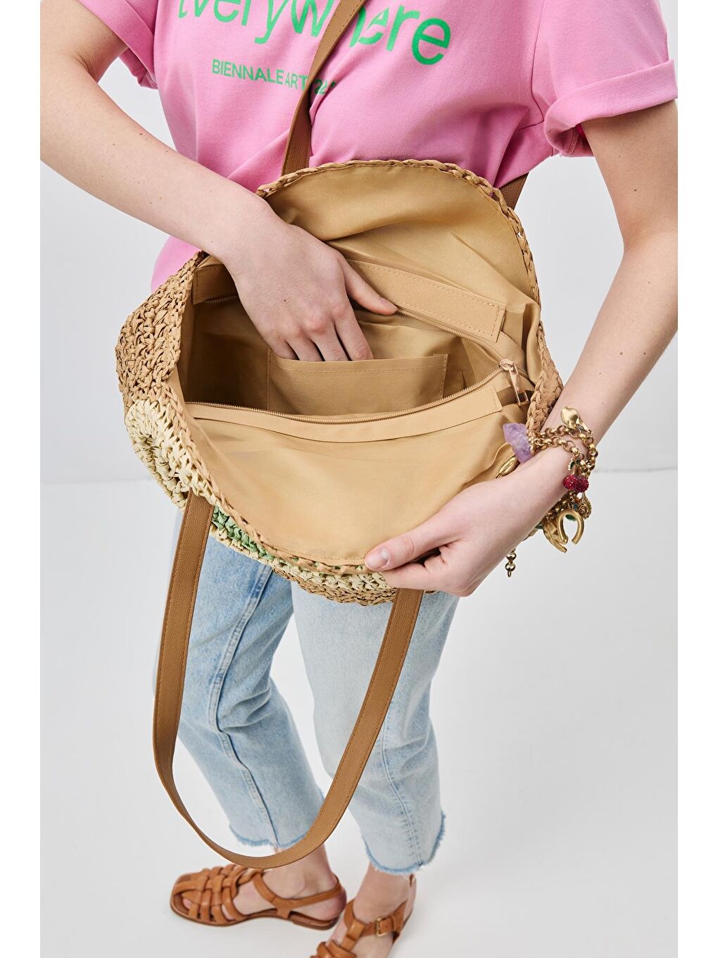 Hasır Omuz Çantası Y9207 Yeşil-2