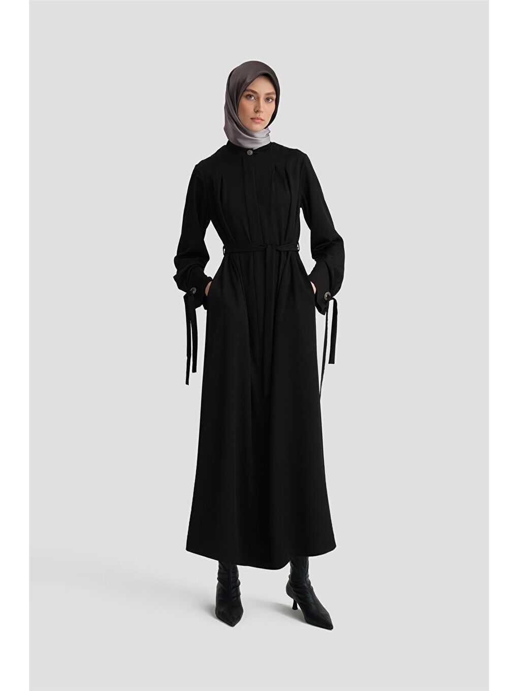 Kurdele Detaylı Ferace 24K8901 Siyah
