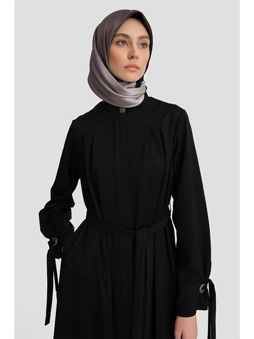 Kurdele Detaylı Ferace 24K8901 Siyah-1