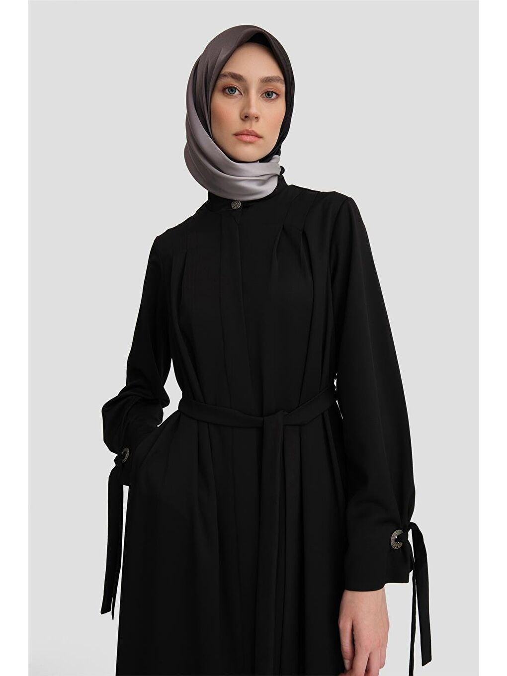 Kurdele Detaylı Ferace 24K8901 Siyah-2