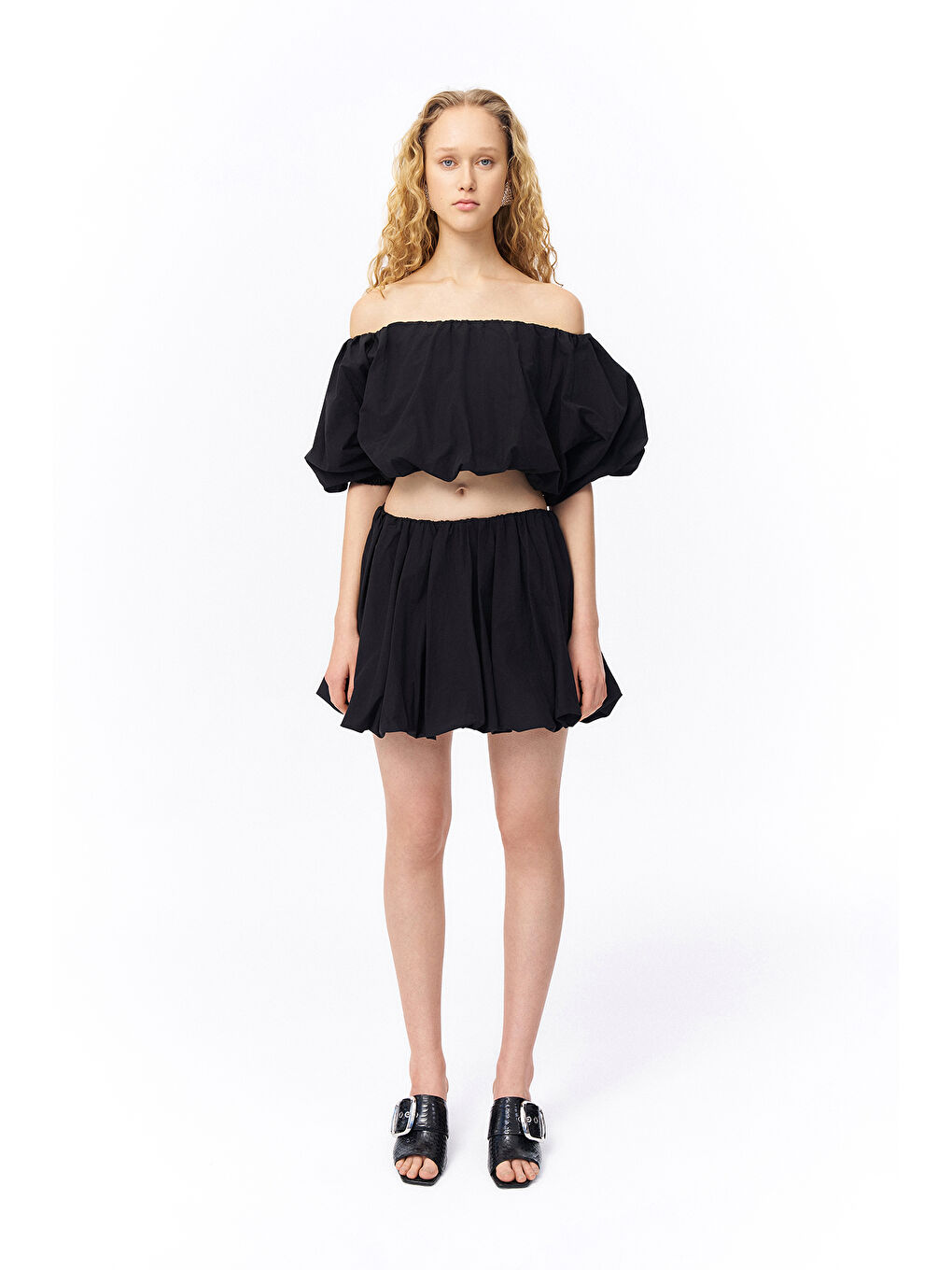 Pileli Mini Balon Etek Siyah