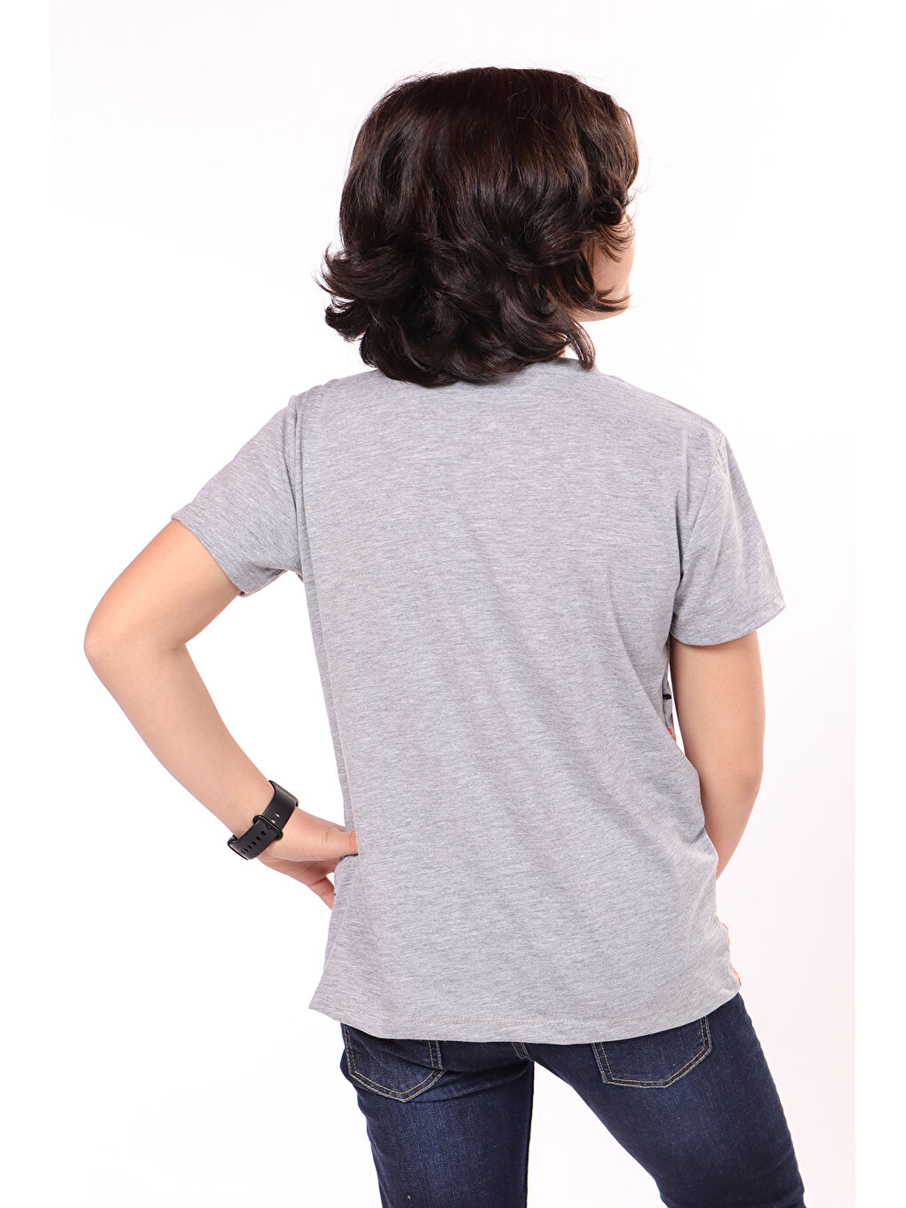 Gri Erkek Çocuk Baskılı Tişört-2