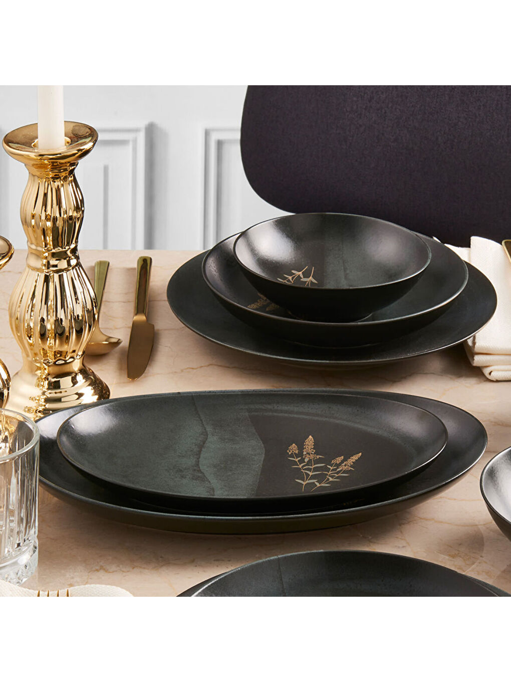 Sarı Camelia 26 Parça 6 Kişilik Yemek Takımı 6428 Altın Yaldız-2