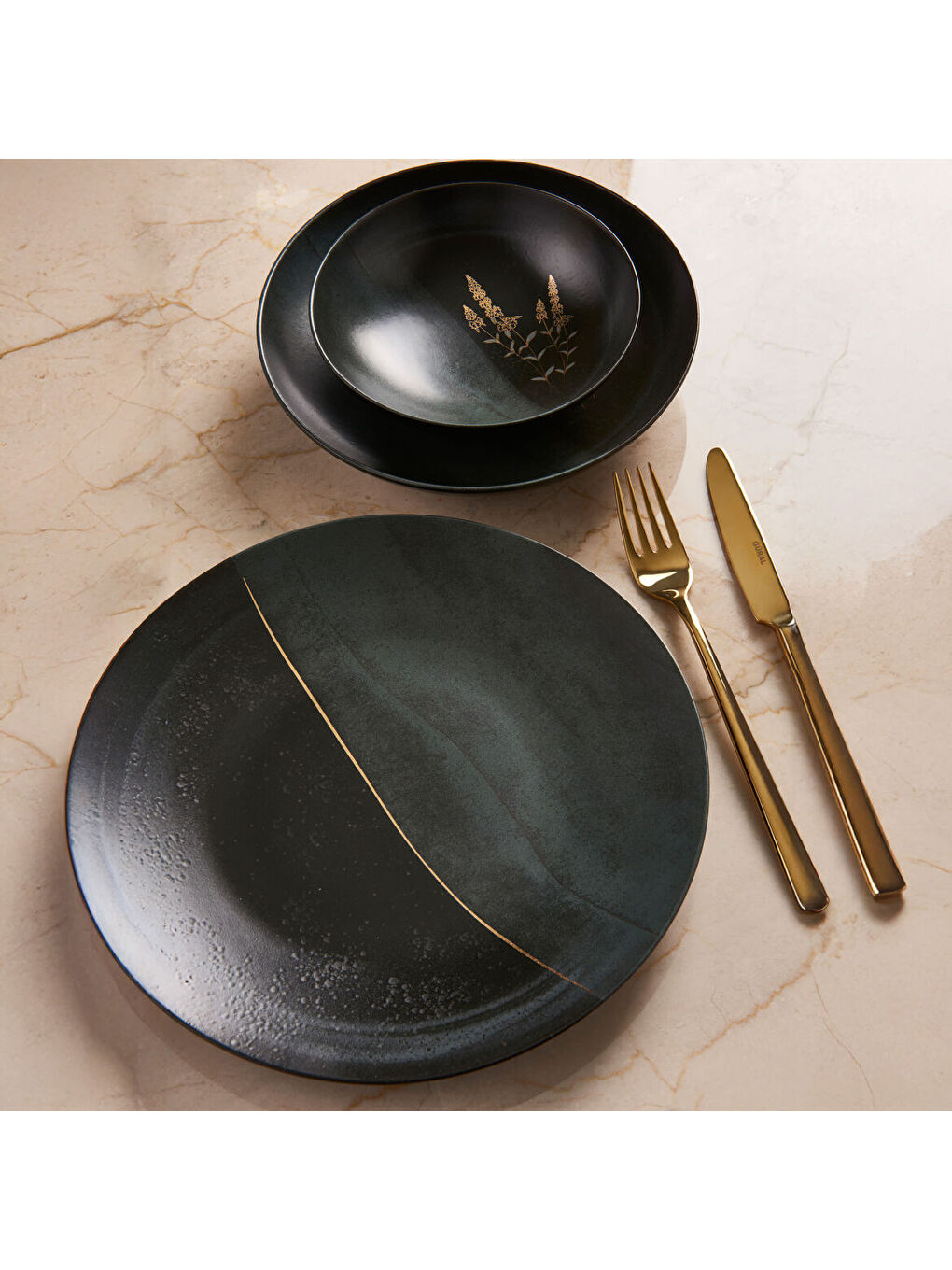 Sarı Camelia 26 Parça 6 Kişilik Yemek Takımı 6428 Altın Yaldız-3