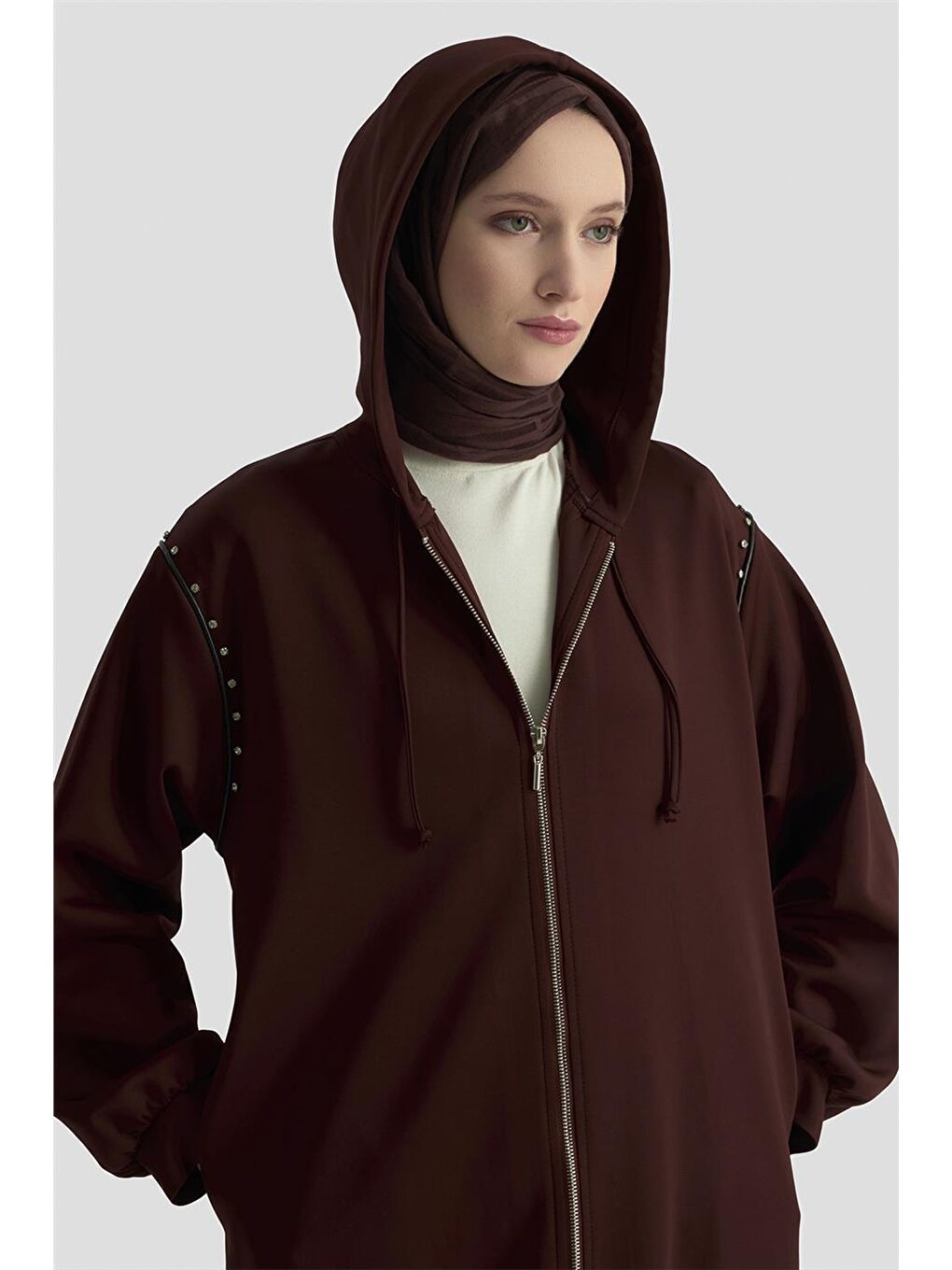 Taş Detaylı Örme Kap 25Kd4028 Bordo-2