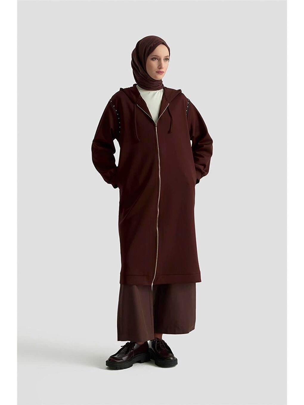 Taş Detaylı Örme Kap 25Kd4028 Bordo-3