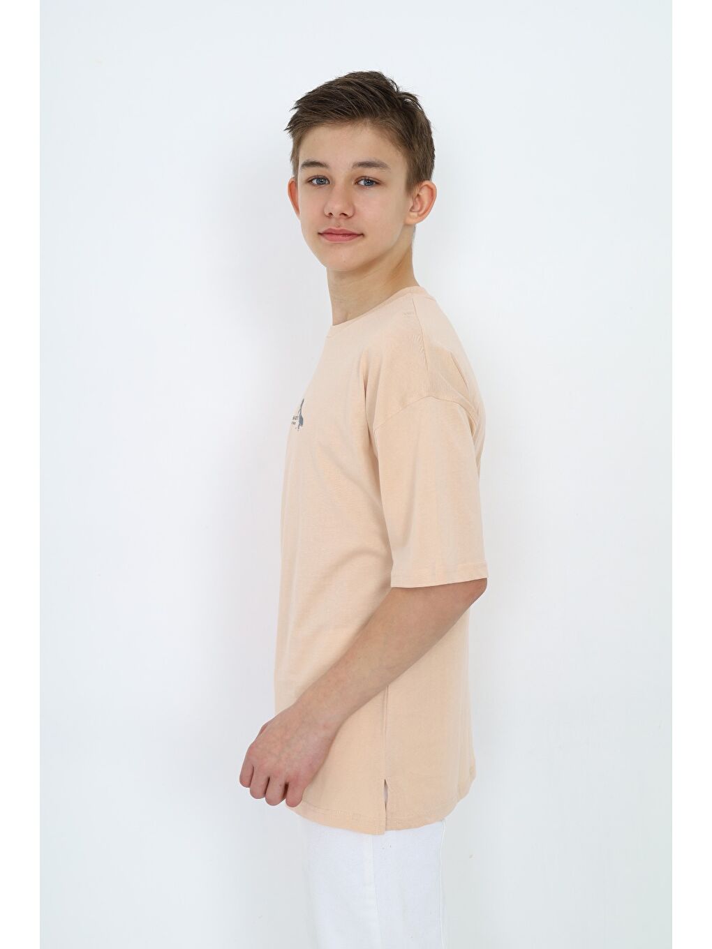Bej Erkek Çocuk Baskılı Tişört-1