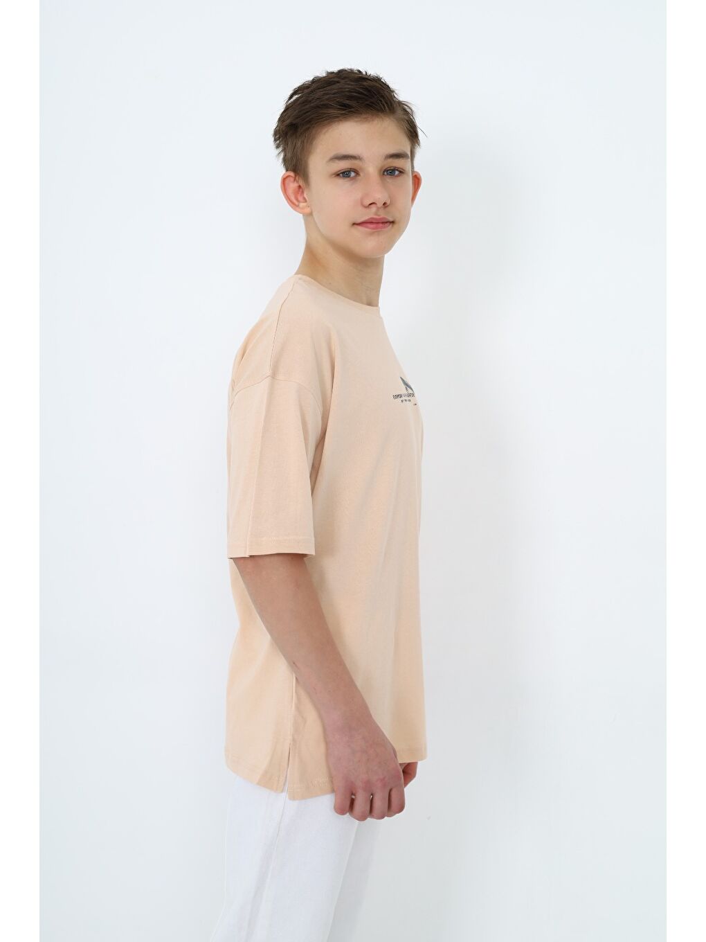 Bej Erkek Çocuk Baskılı Tişört-3
