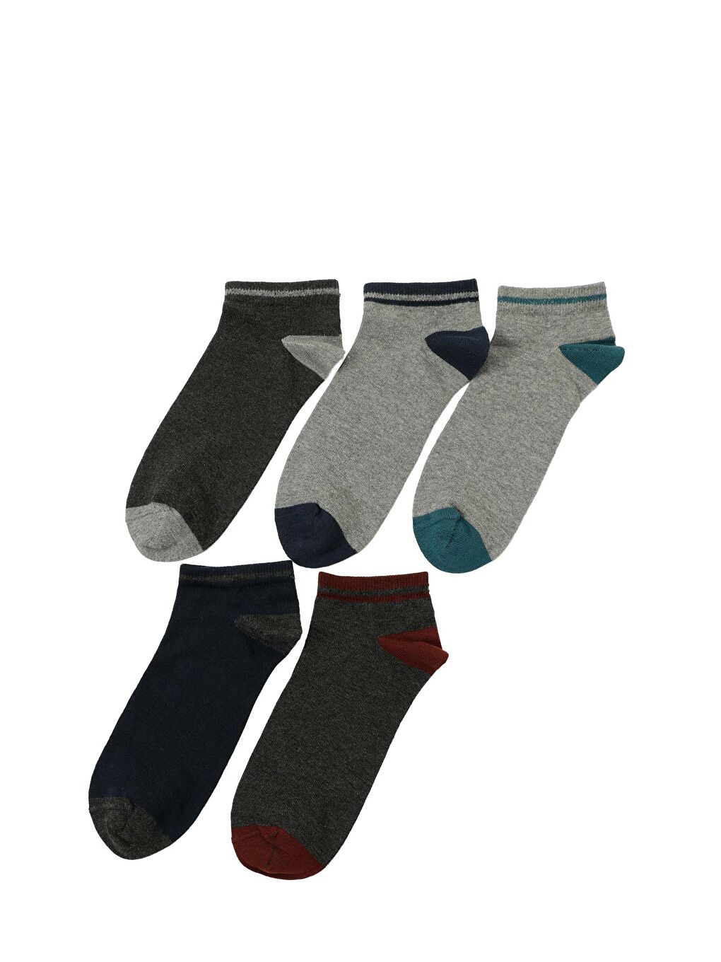 Karışık COLOR PRT 5 LI  PTK-M 5PR Çok Renkli Erkek 5'li Patik Çorap