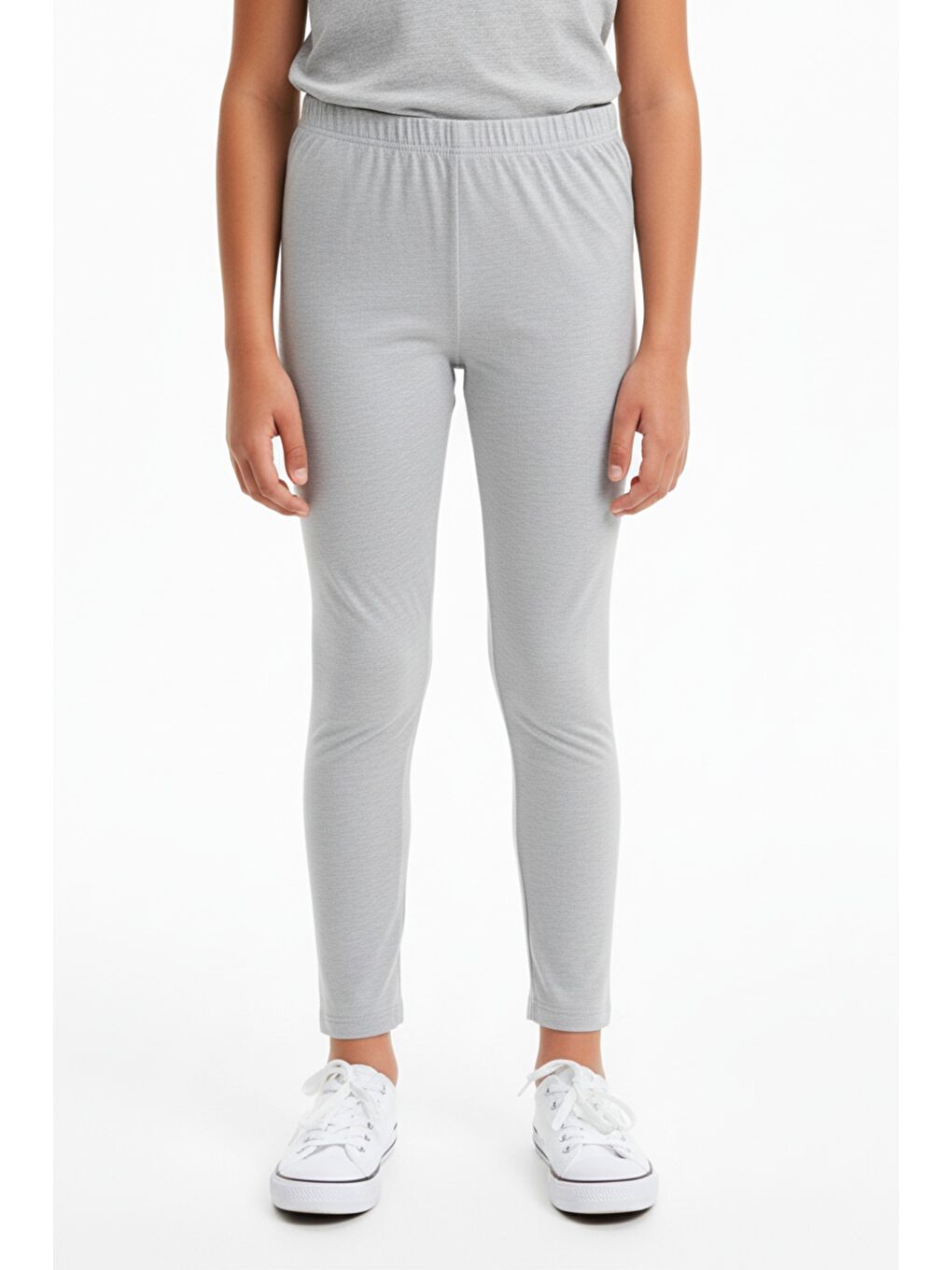 Beyaz Kız Çocuk Beli Lastikli Dar Parça Tayt 21141