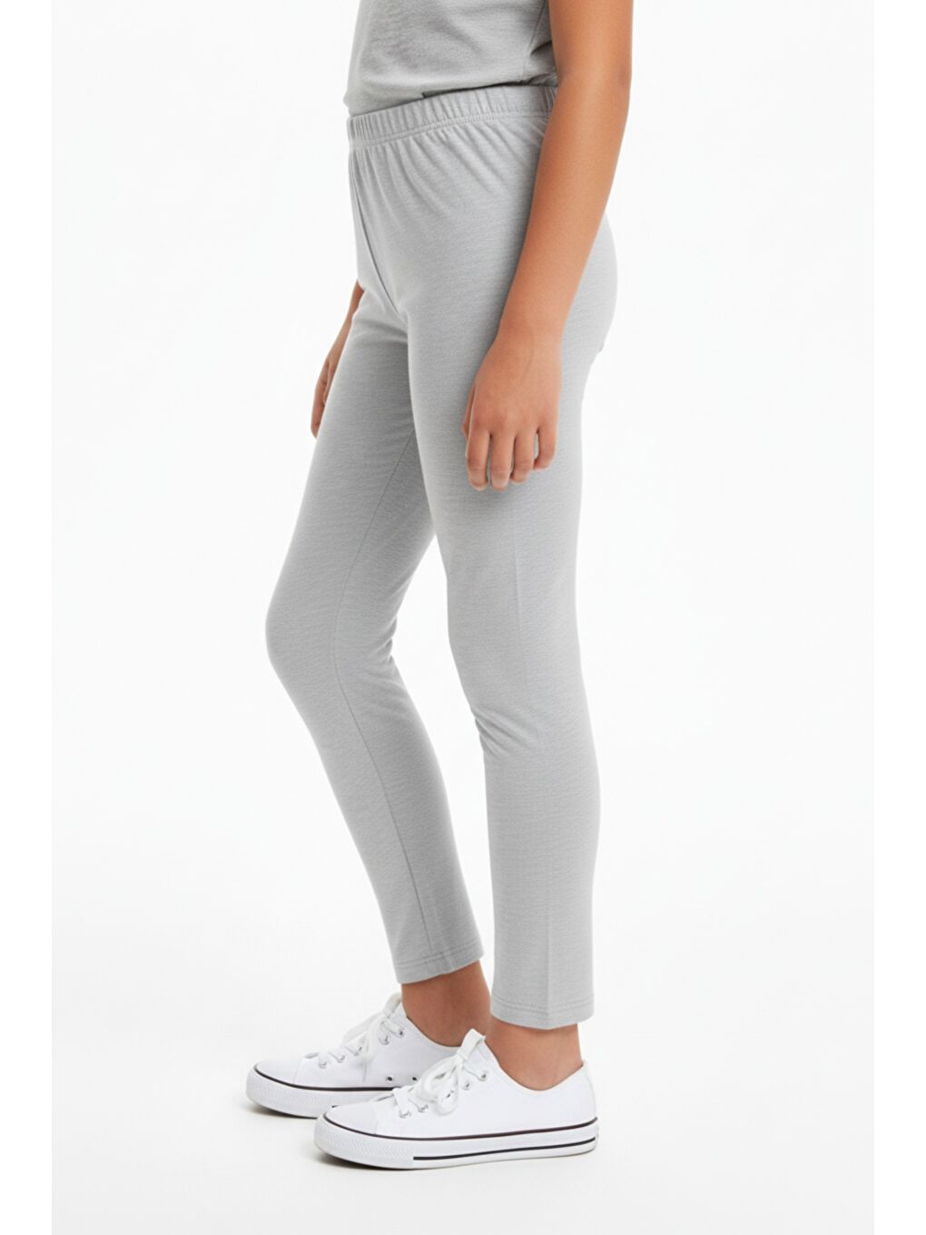 Beyaz Kız Çocuk Beli Lastikli Dar Parça Tayt 21141-1