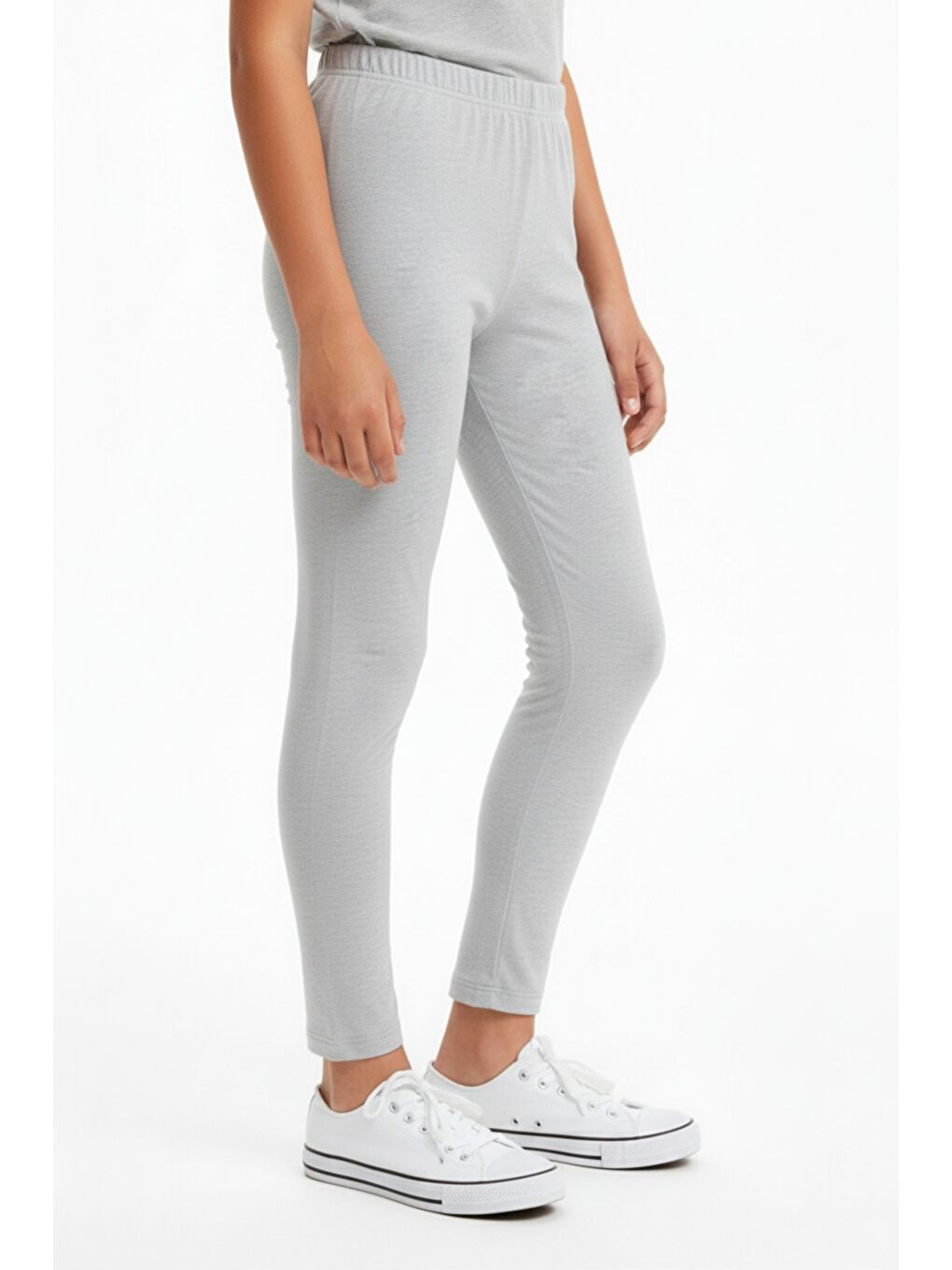 Beyaz Kız Çocuk Beli Lastikli Dar Parça Tayt 21141-2