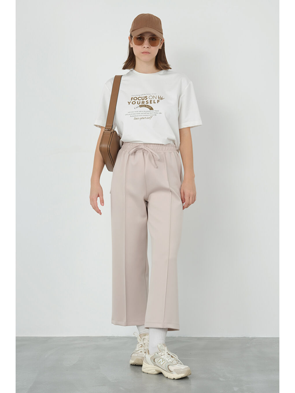 Nervürlü Scuba Pantolon Bej-1