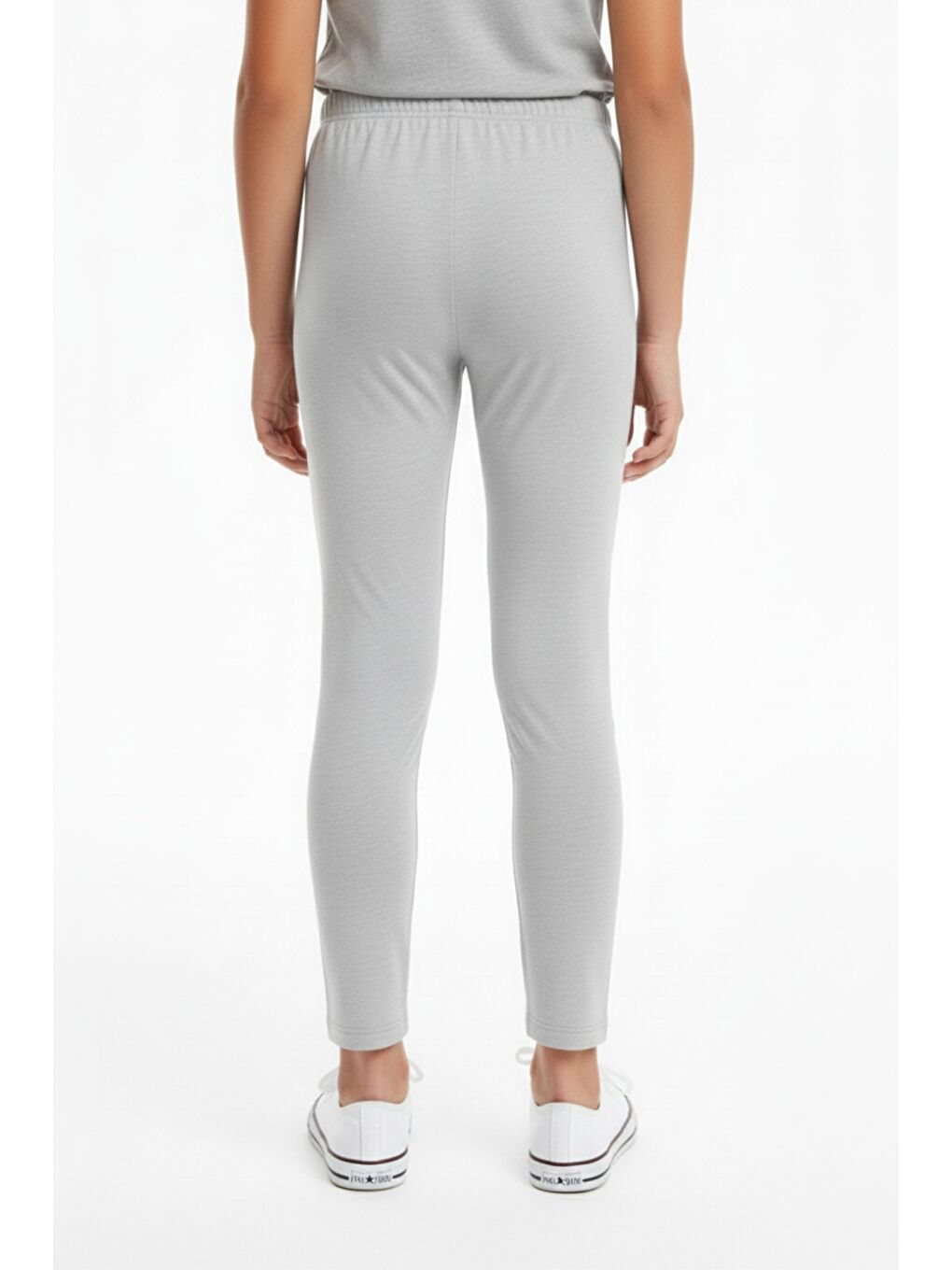 Beyaz Kız Çocuk Beli Lastikli Dar Parça Tayt 21141-3