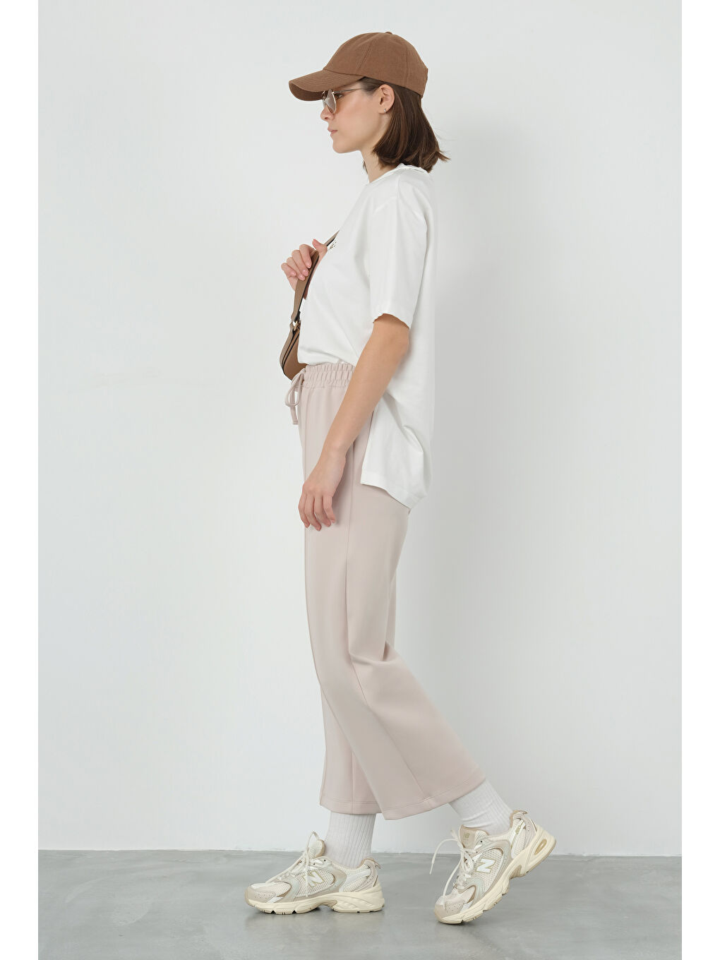 Nervürlü Scuba Pantolon Bej-2