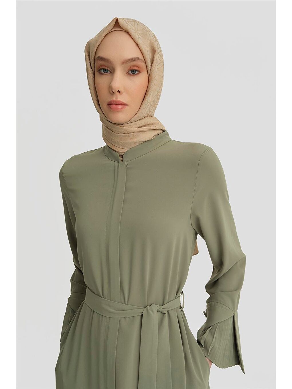 Manşeti Katlanabilen Ferace 25Y8300 Yeşil-3