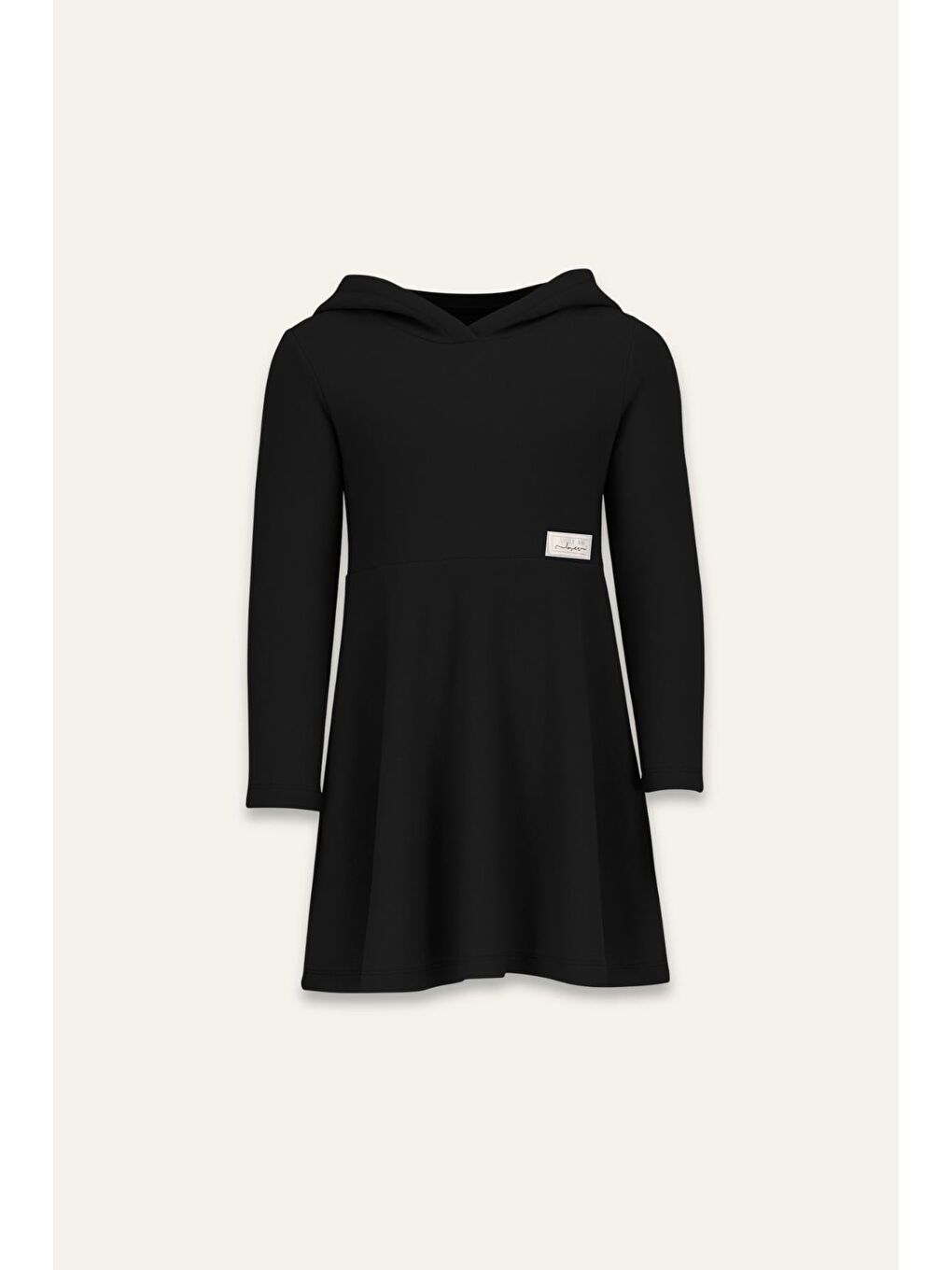 Kız Çocuk Kapüşonlu Yumoş Elbise - Siyah-5