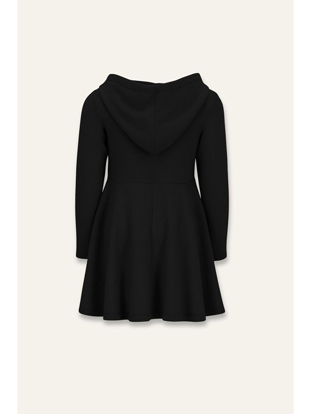 Kız Çocuk Kapüşonlu Yumoş Elbise - Siyah-6