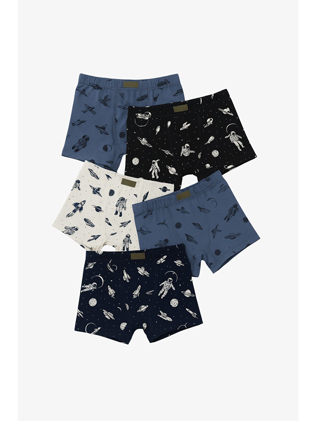 Karışık Erkek Çocuk 5'Li Uzay Desenli Boxer Çok Renkli