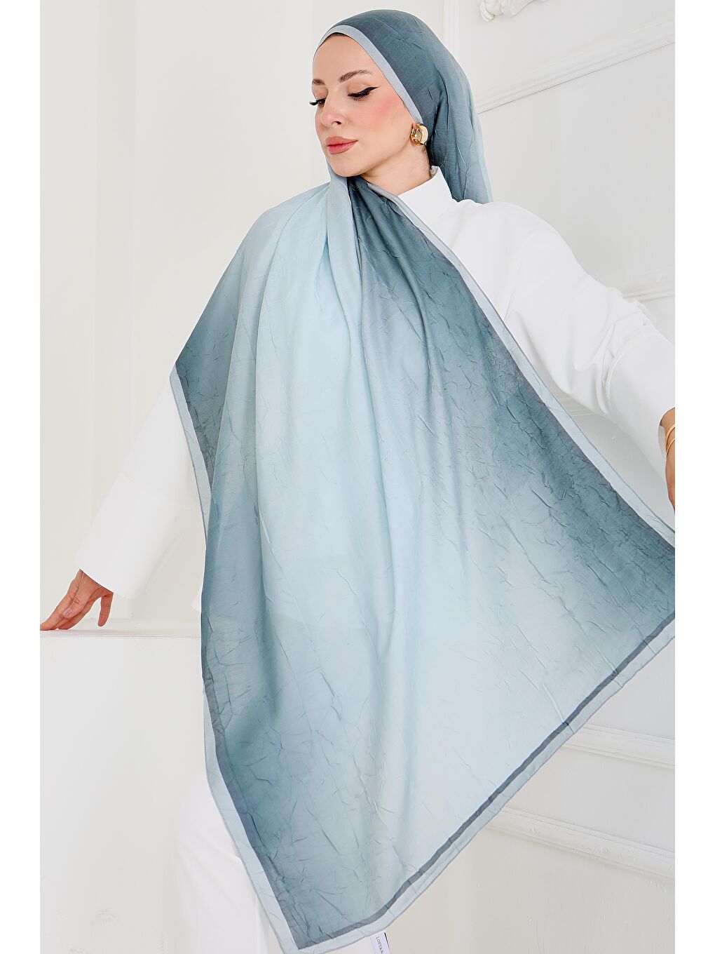 Yeşil Soft Degrade Bambu Crash Şal Mint - 27915-MINT