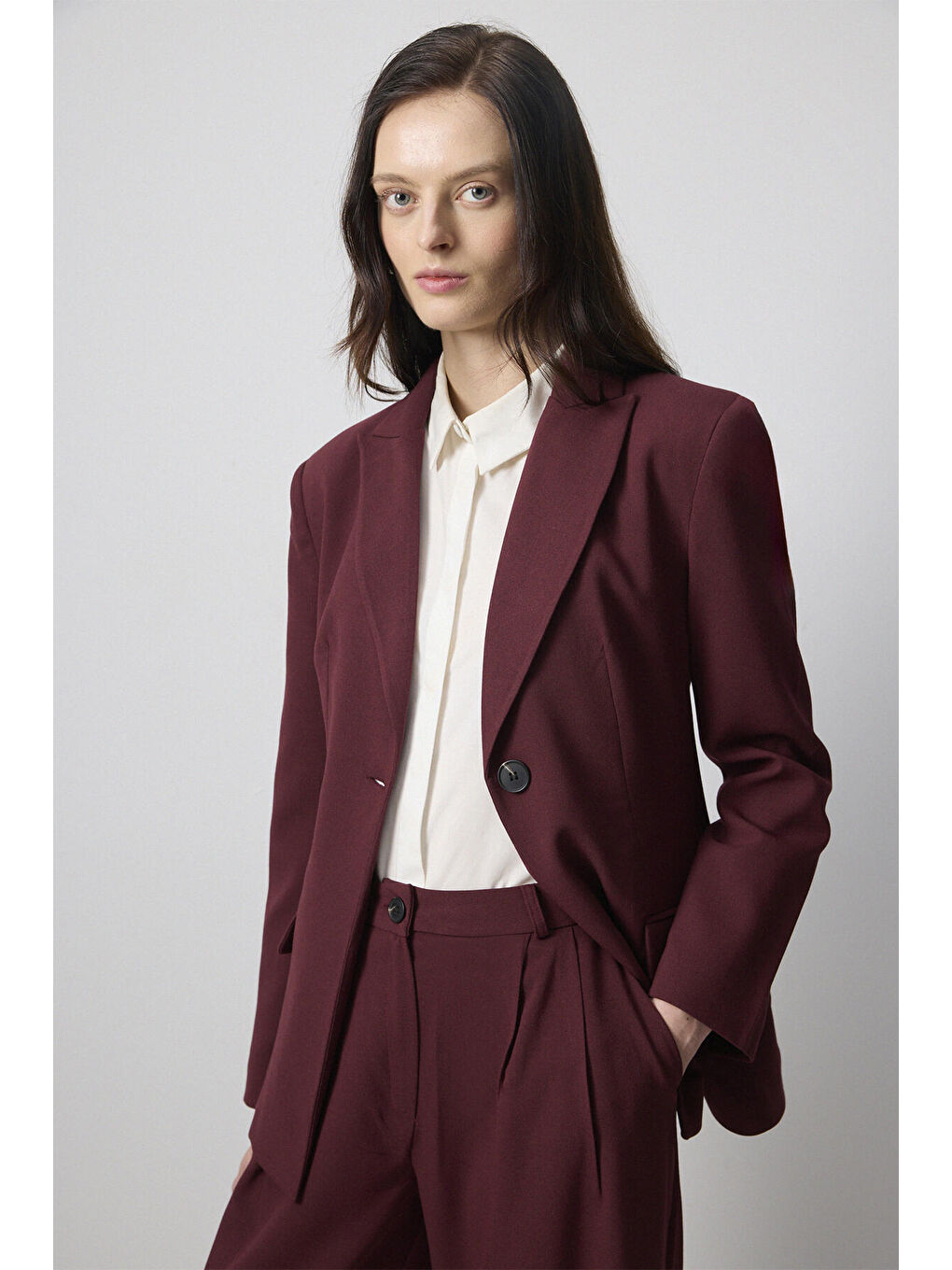 Bordo Ceket Pantolon Takım-1