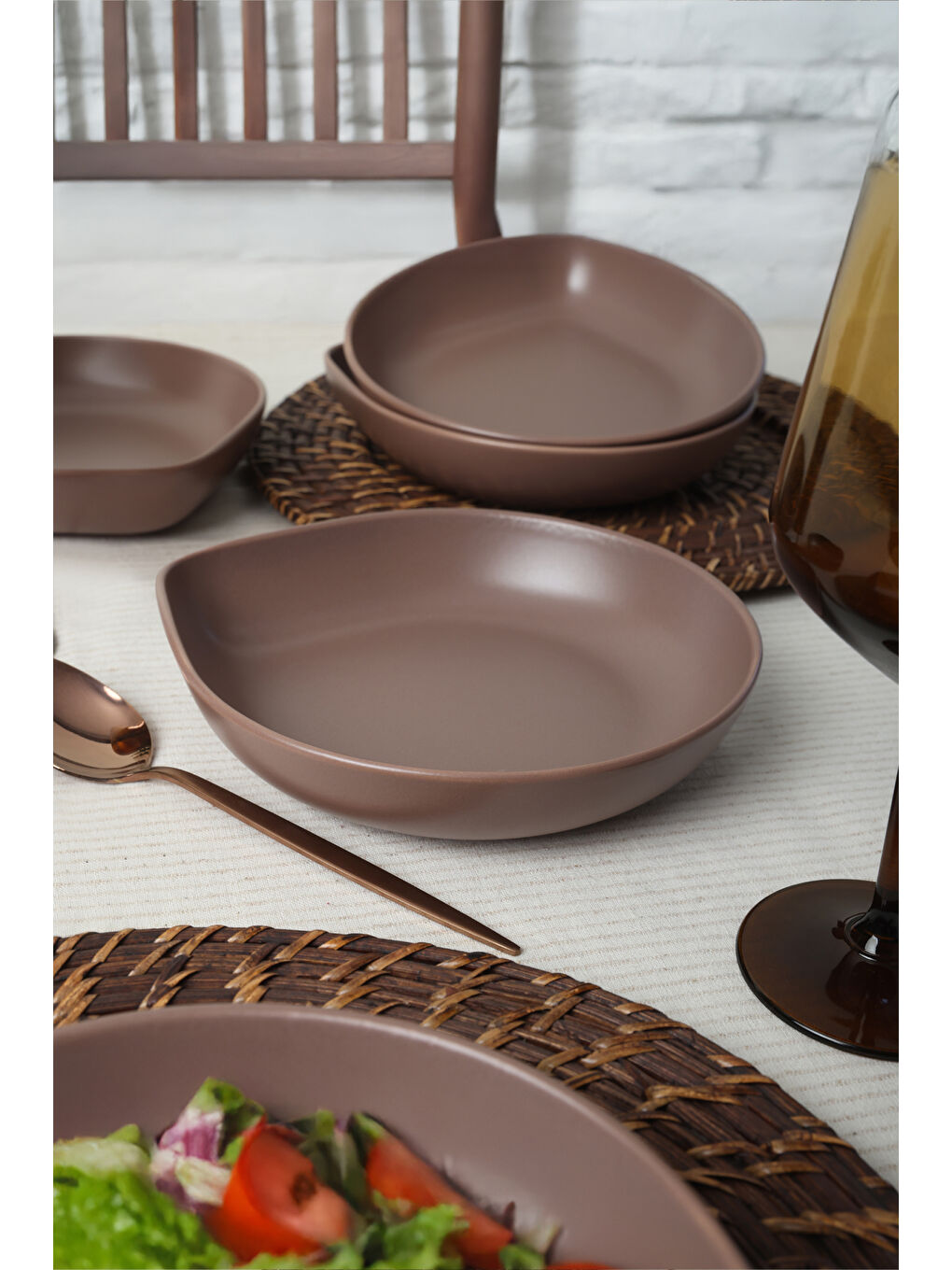 Kahverengi Mat Açık Taupe Serenity Yemek Tabağı 21 Cm 6 Adet-3