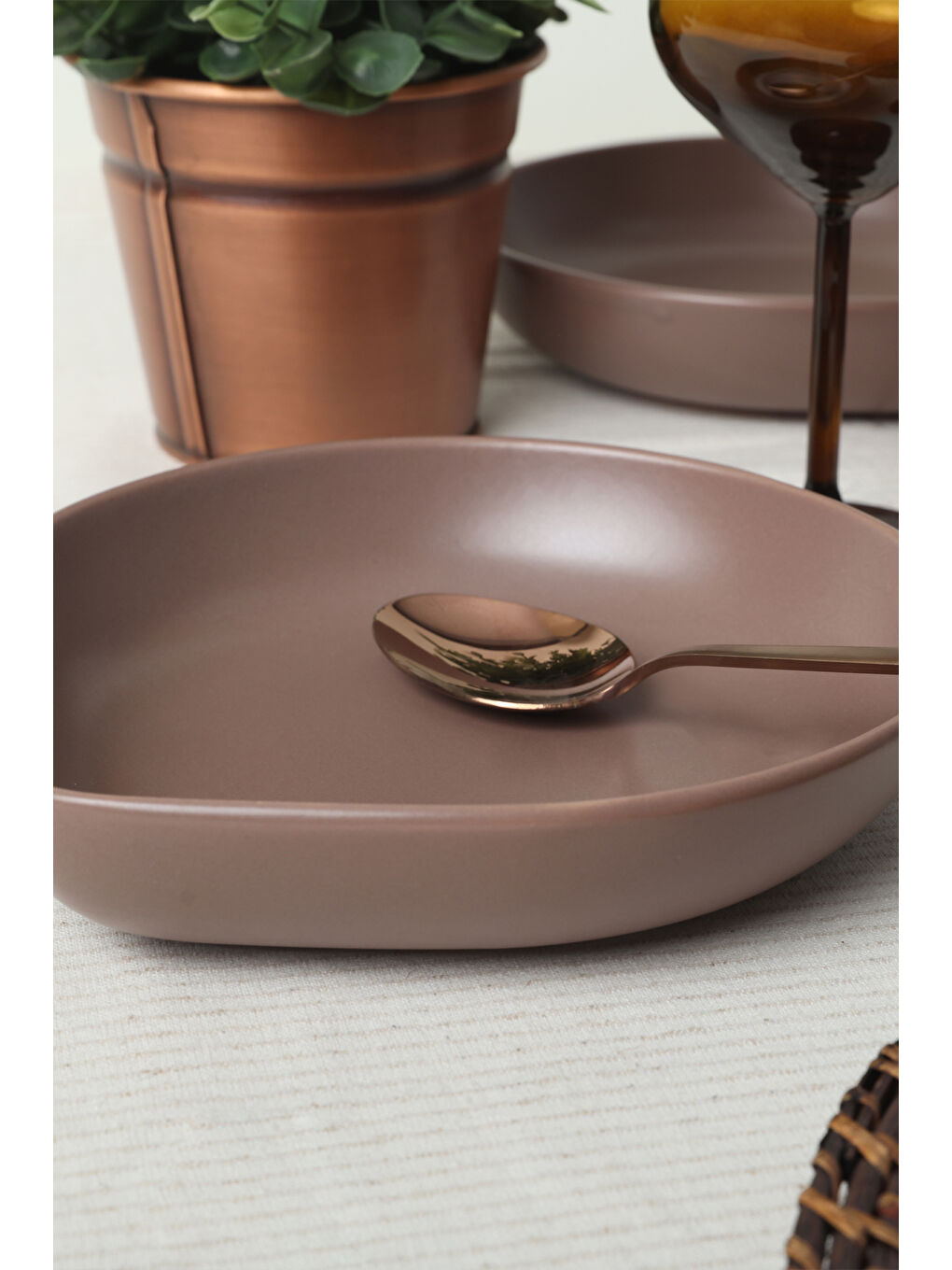 Kahverengi Mat Açık Taupe Serenity Yemek Tabağı 21 Cm 6 Adet-4